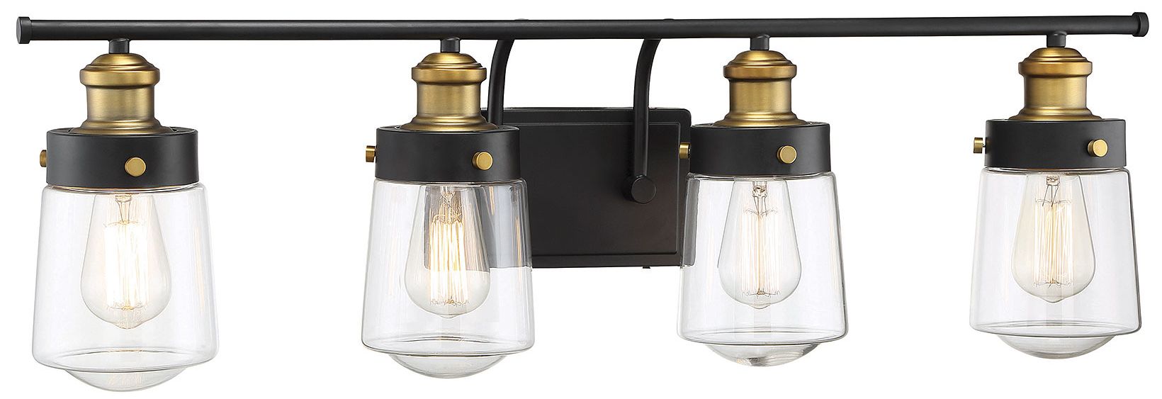 Image 7 Macauley 4-Light Bathroom Vanity Light in Vintage Black with Warm Brass more views