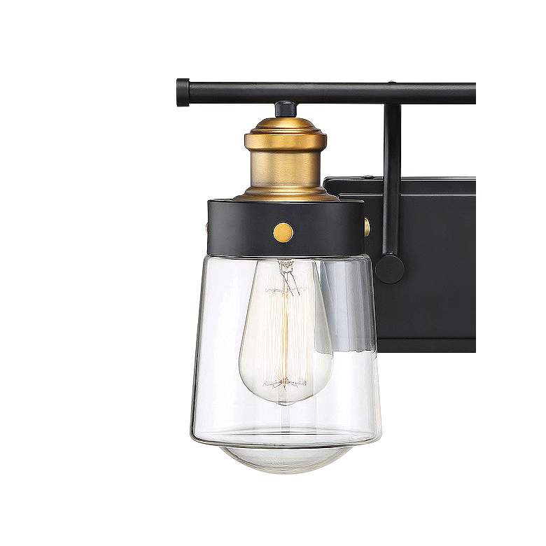 Image 2 Macauley 9 3/4"H Black and Warm Brass 2-Light Wall Sconce more views