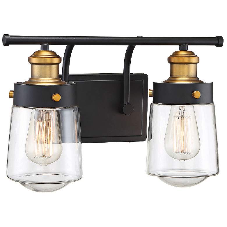 Image 4 Macauley 9 3/4"H Black and Warm Brass 2-Light Wall Sconce more views