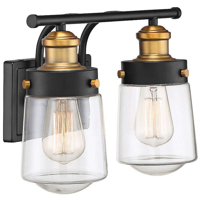 Image 5 Macauley 9 3/4"H Black and Warm Brass 2-Light Wall Sconce more views