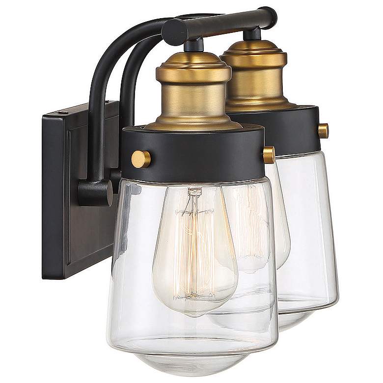 Image 6 Macauley 9 3/4"H Black and Warm Brass 2-Light Wall Sconce more views