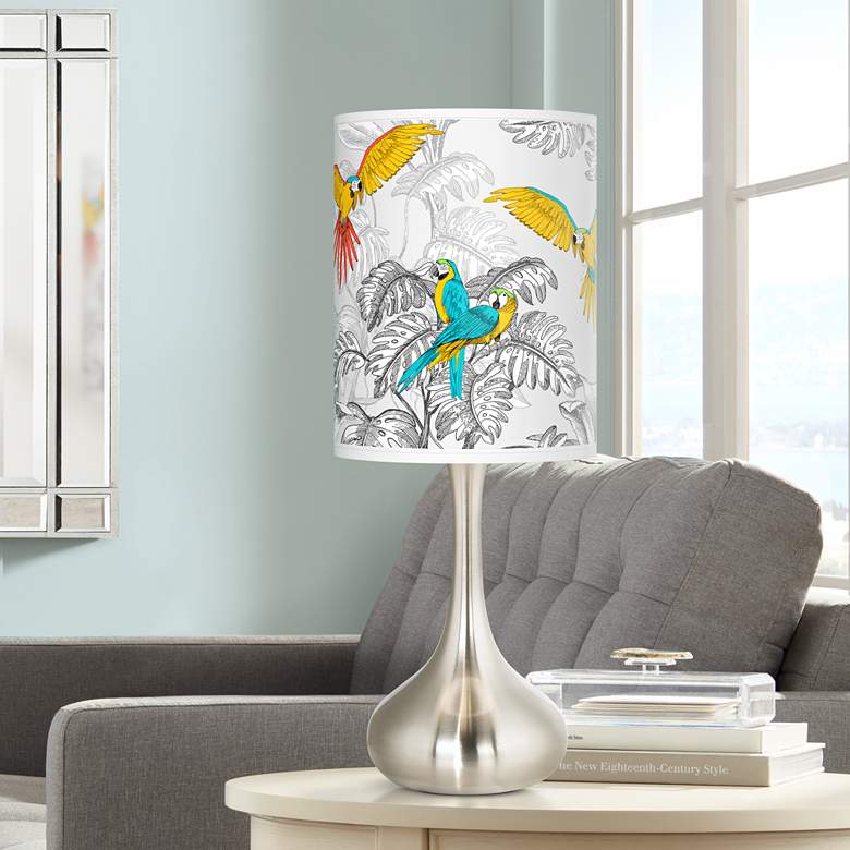 Image 1 Macaw Jungle Giclee Droplet Table Lamp