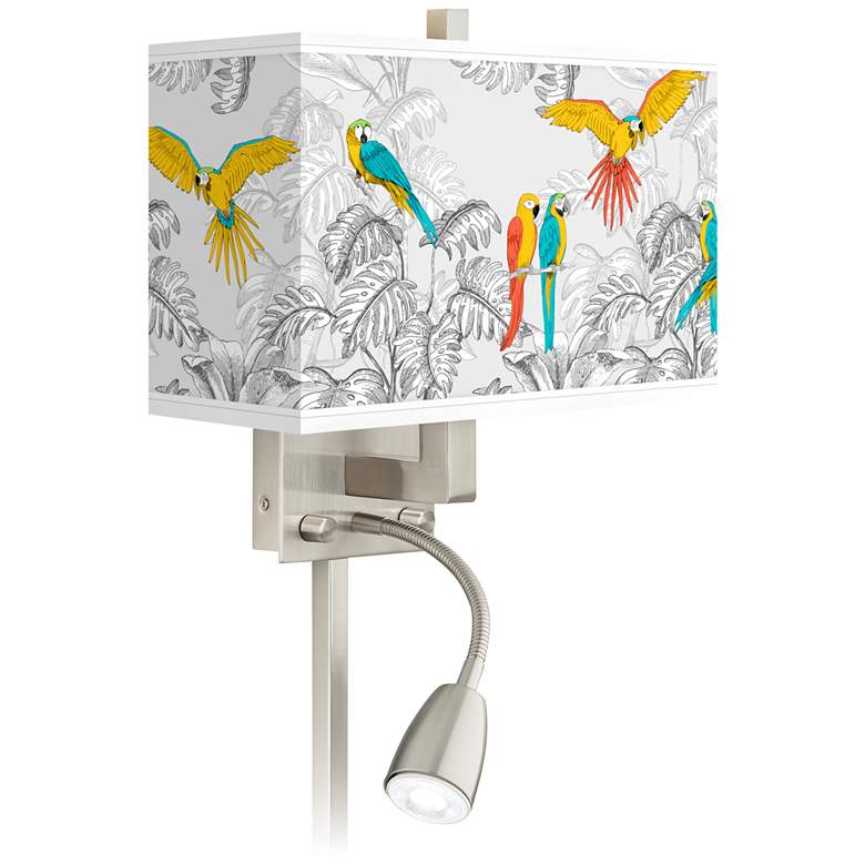 Image 1 Macaw Jungle Giclee Glow LED Reading Light Plug-In Sconce