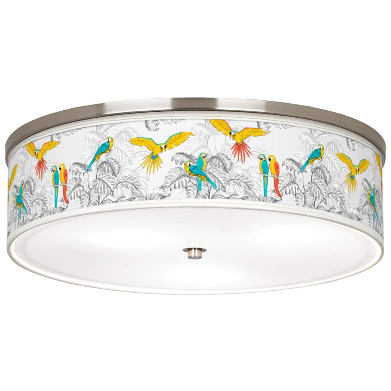 Image 1 Macaw Jungle Giclee Nickel 20 1/4" Wide Ceiling Light