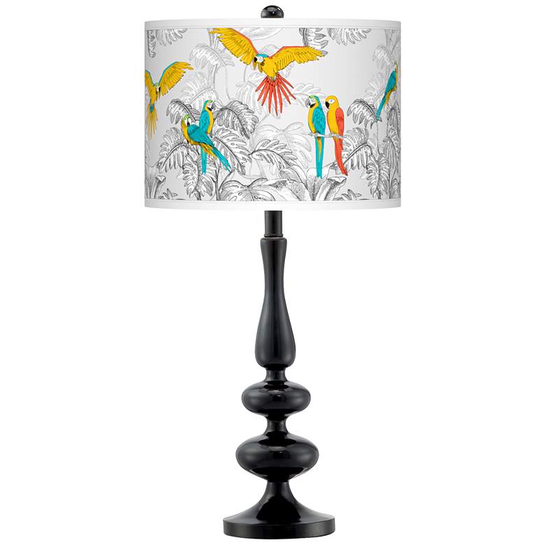 Image 1 Macaw Jungle Giclee Paley Black Table Lamp