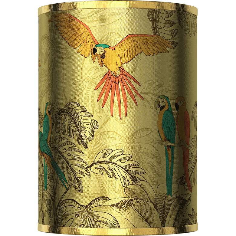 Image 1 Macaw Jungle Gold Metallic Cylinder Lamp Shade 8x8x11 (Spider)