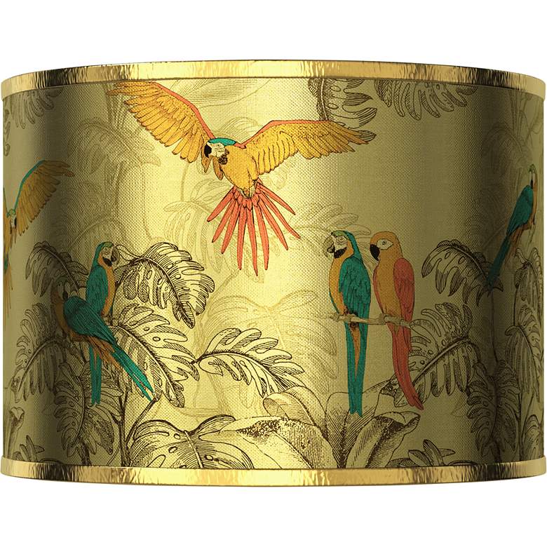 Image 1 Macaw Jungle Gold Metallic Giclee Shade 12x12x8.5 (Spider)