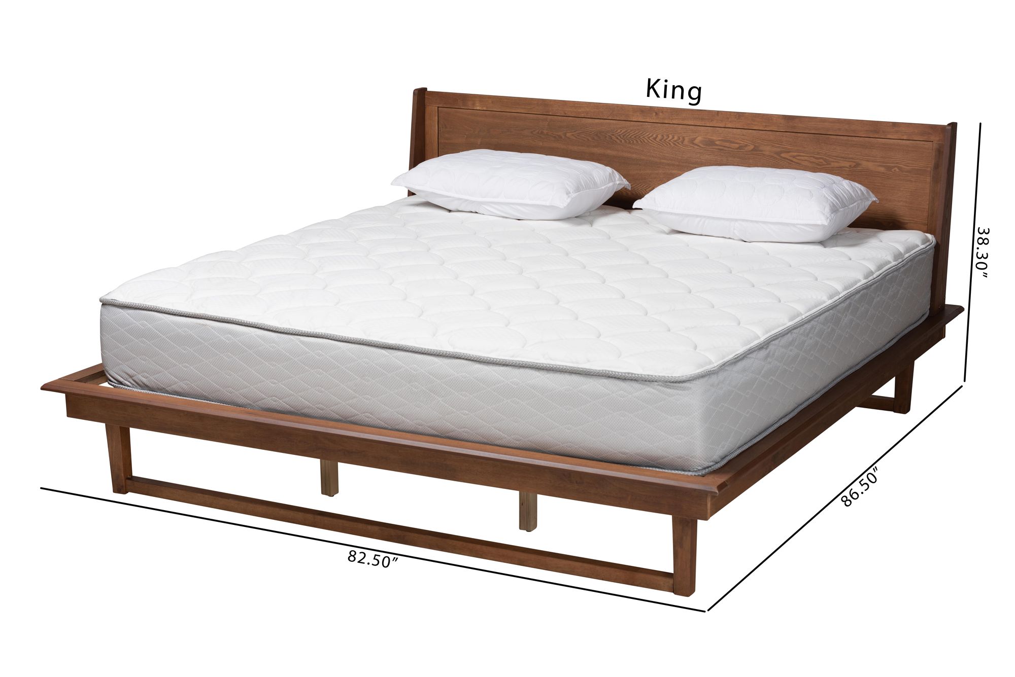 Macayle Ash Walnut Wood King Size Platform Bed in scene