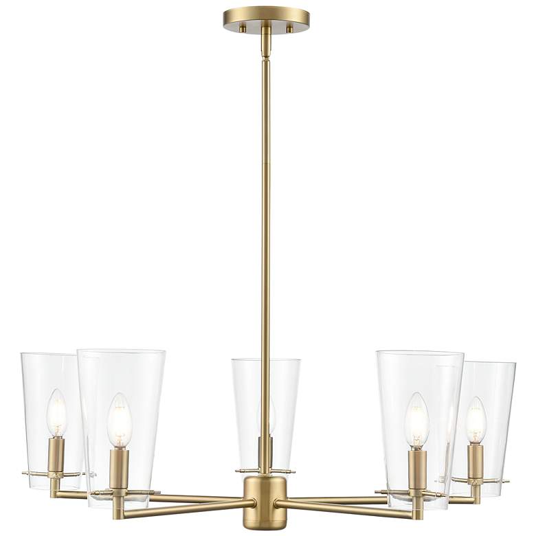 Image 2 Maccan 31" Wide Vintage Brass 5-Light Chandelier more views
