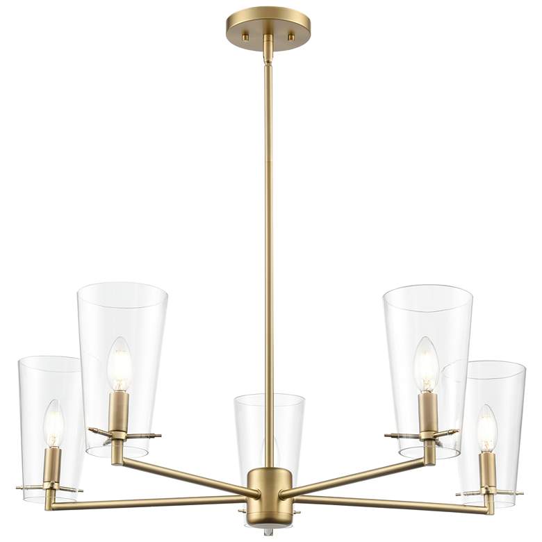 Image 1 Maccan 31" Wide 5-Light Chandelier in Vintage Brass