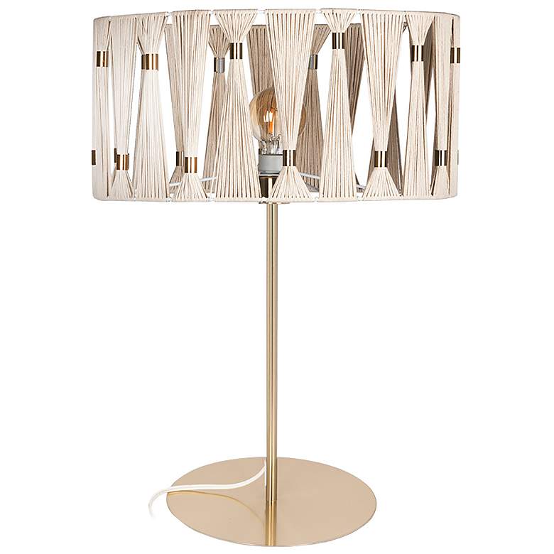 Image 1 Macclenny 12.35" High Brushed Brass Table Lamp With Beige Shade