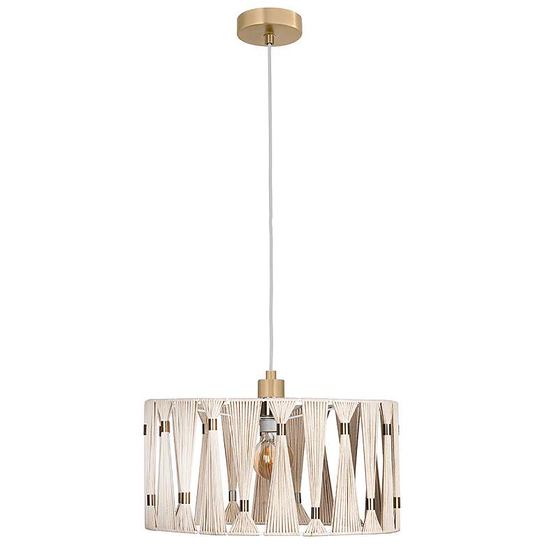 Image 1 Macclenny 19" Wide Brushed Brass Pendant With Beige Shade