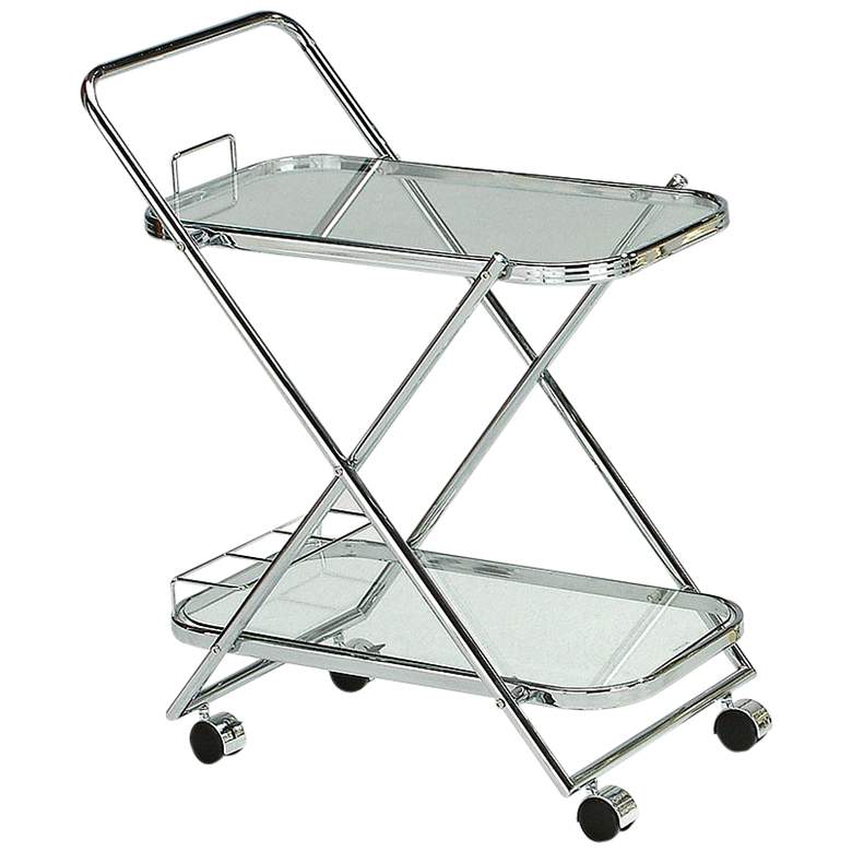 Image 1 Mace Clear Glass and Chrome Serving Cart
