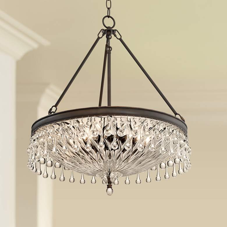 Macey 20 1/4&quot; Wide Traditional Bronze Finish Crystal Chandelier