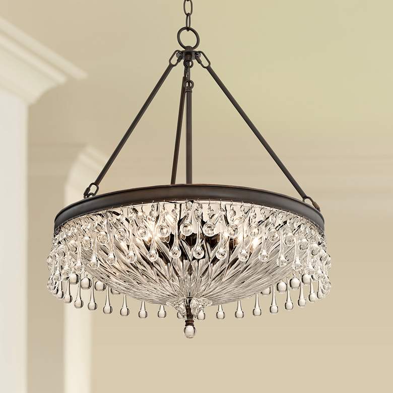 Image 1 Macey 20 1/4 inch Wide Traditional Bronze Finish Crystal Chandelier