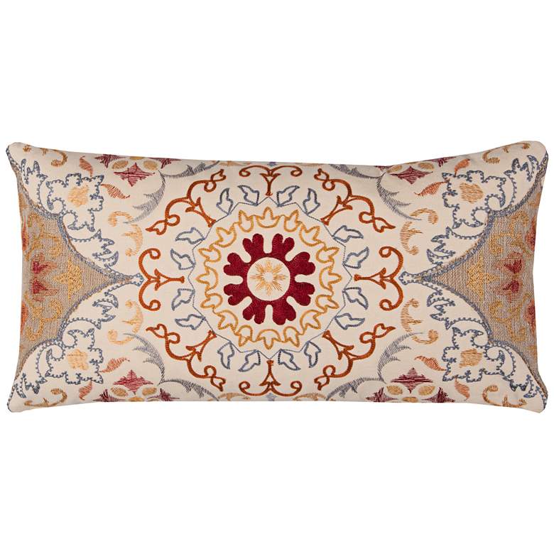 Image 1 Macie Multi-Color Brown Medallion 21 inch x 11 inch Throw Pillow