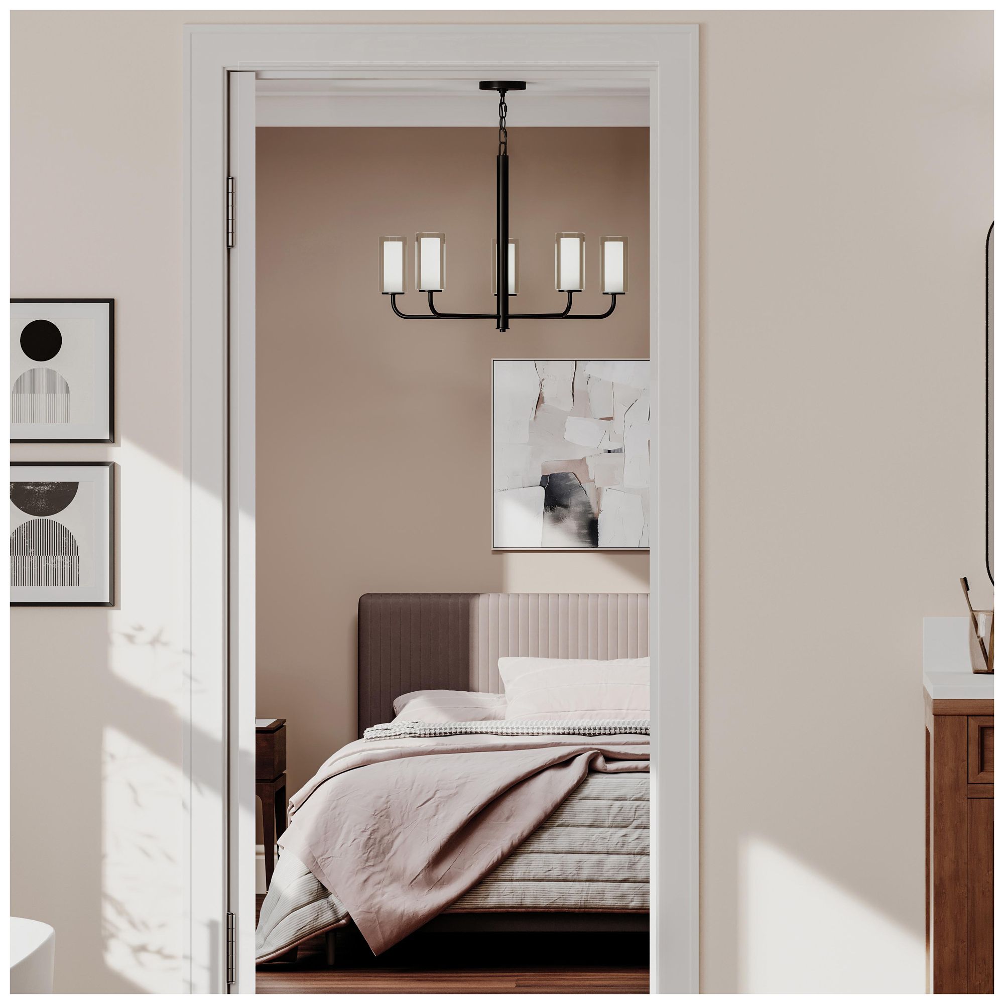 Image 3 Mack Five-Light Chandelier with Layered Glass Shades more views