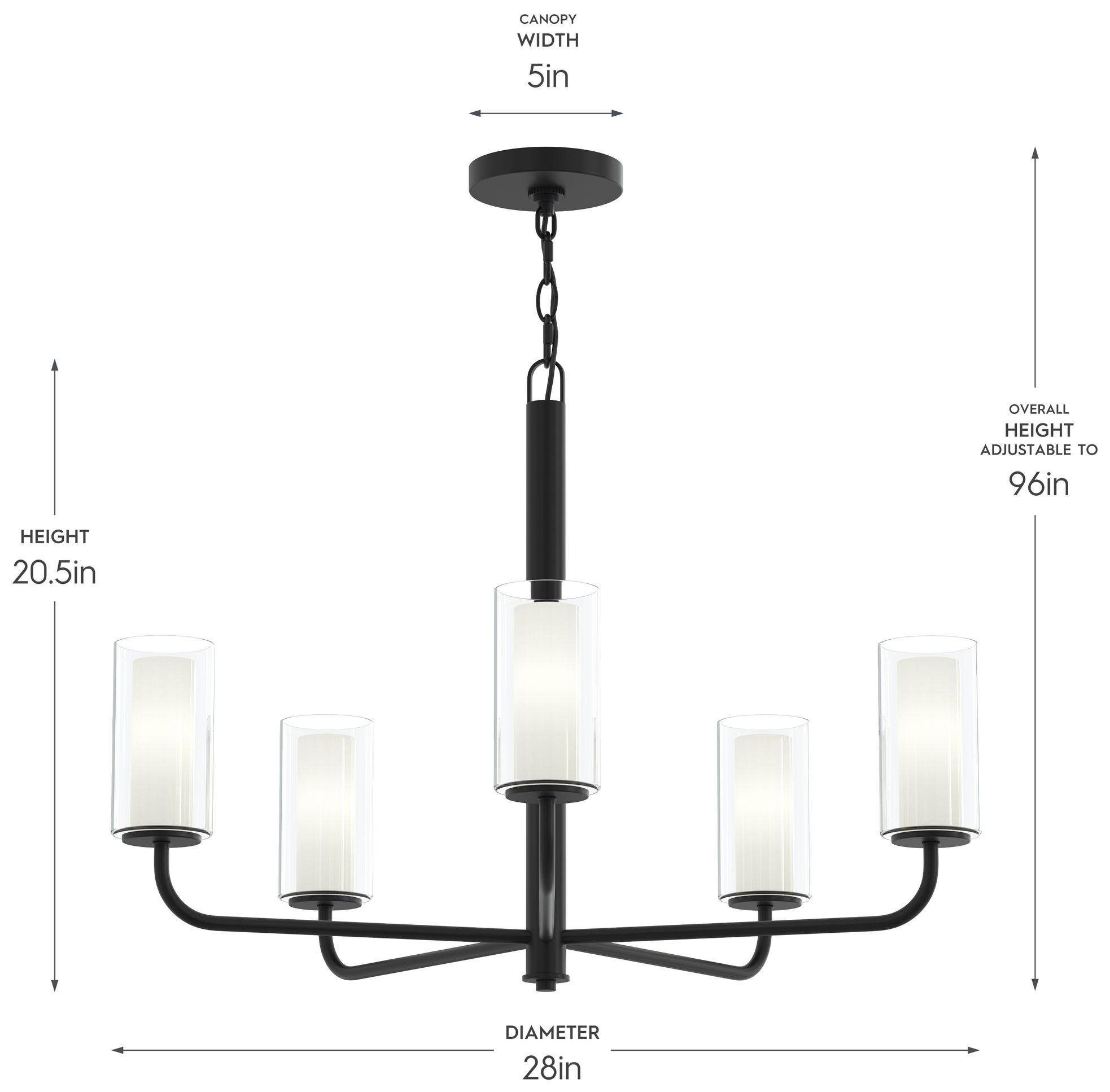 Image 6 Mack Five-Light Chandelier with Layered Glass Shades more views