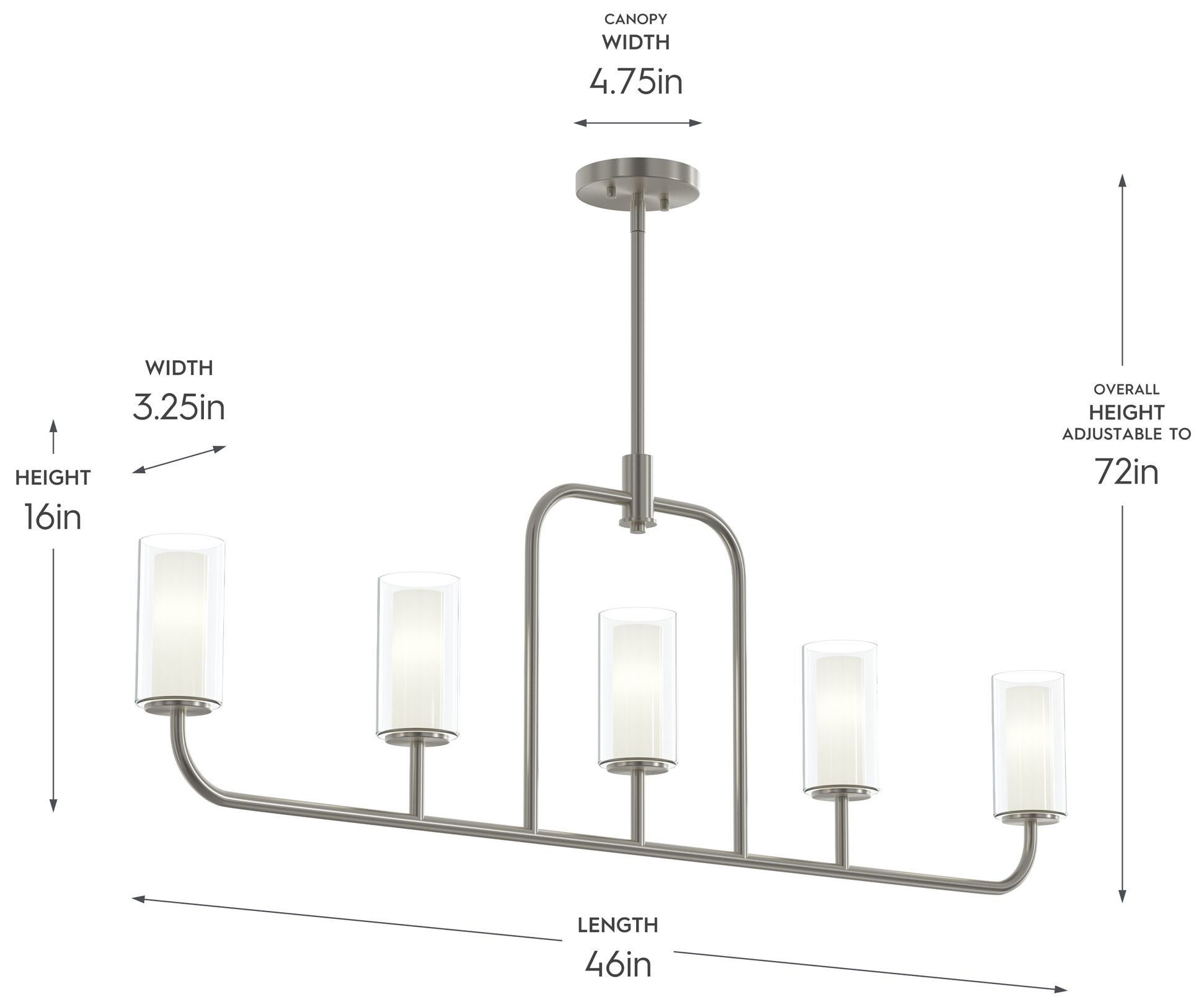 Image 6 Mack Five-Light Linear Chandelier with Layered Glass Shades more views