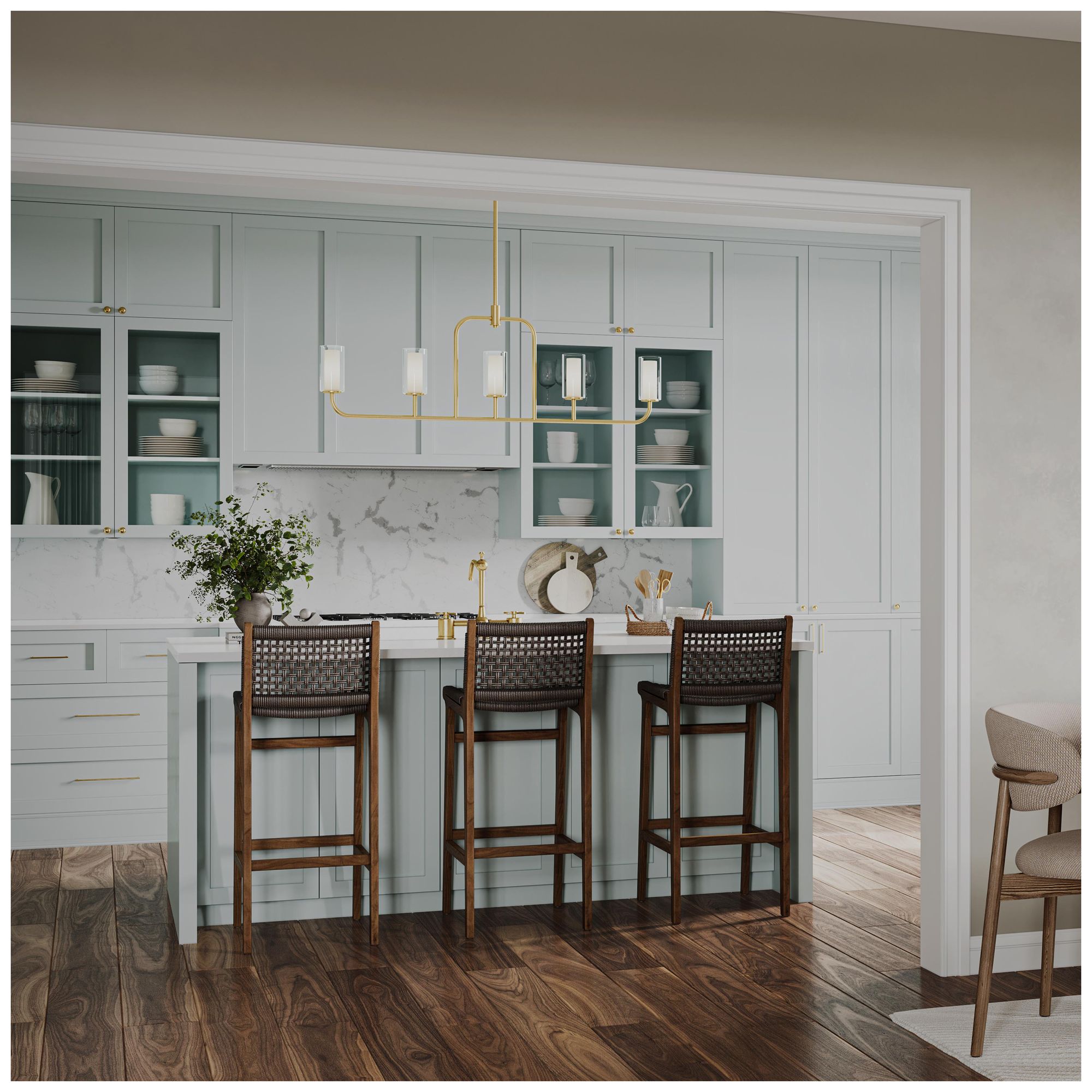 Image 3 Mack Five-Light Linear Chandelier with Layered Glass Shades more views