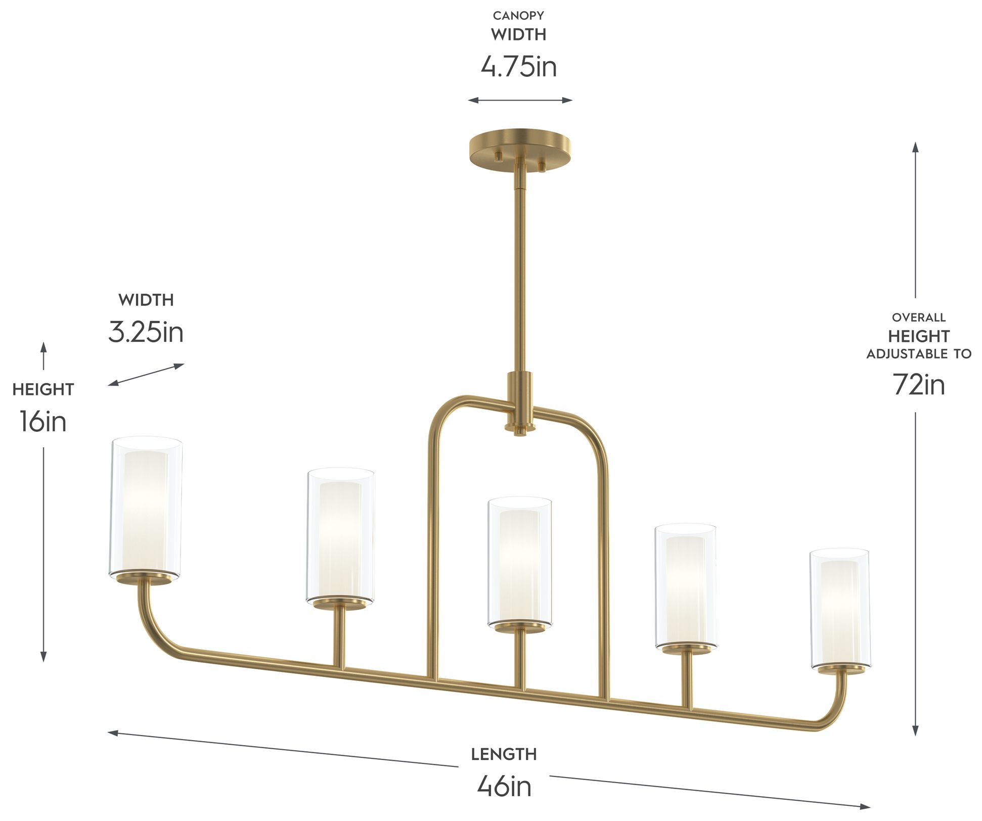 Image 6 Mack Five-Light Linear Chandelier with Layered Glass Shades more views