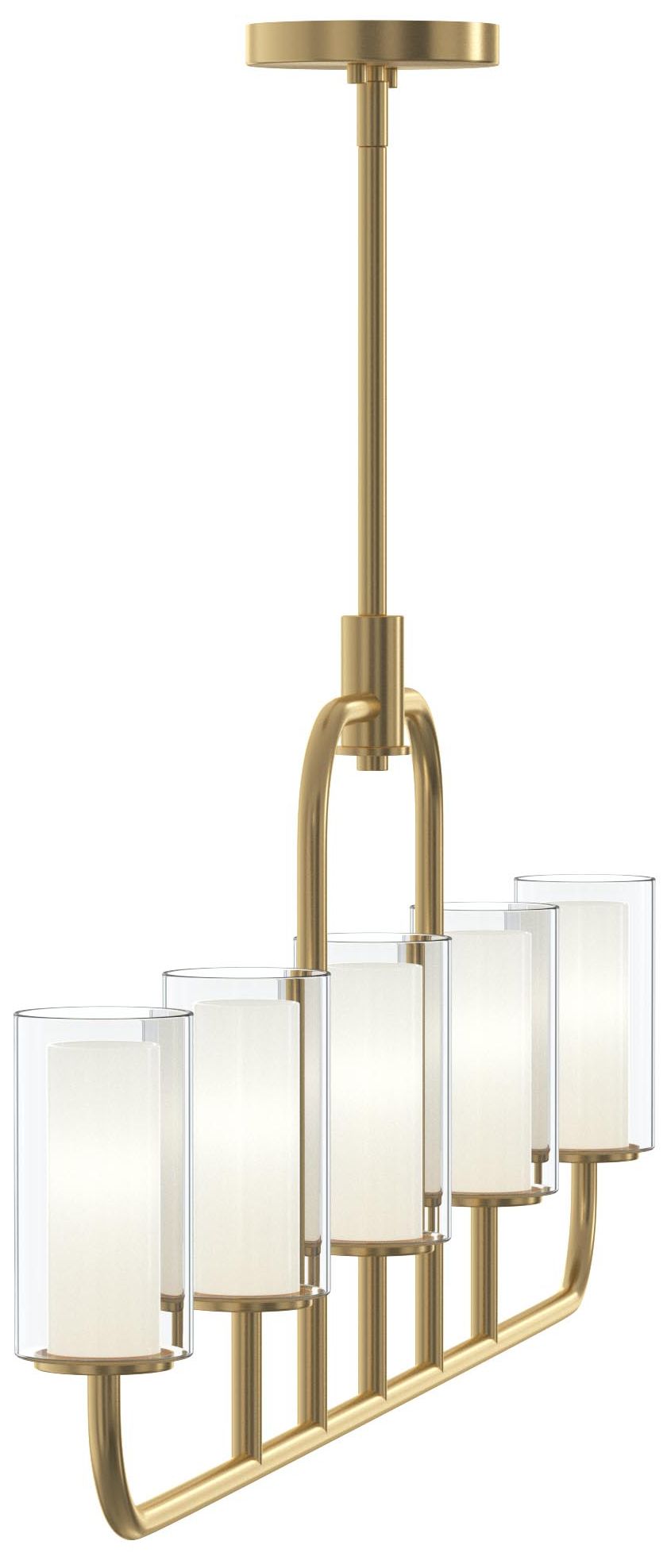 Mack Five-Light Linear Chandelier with Layered Glass Shades
