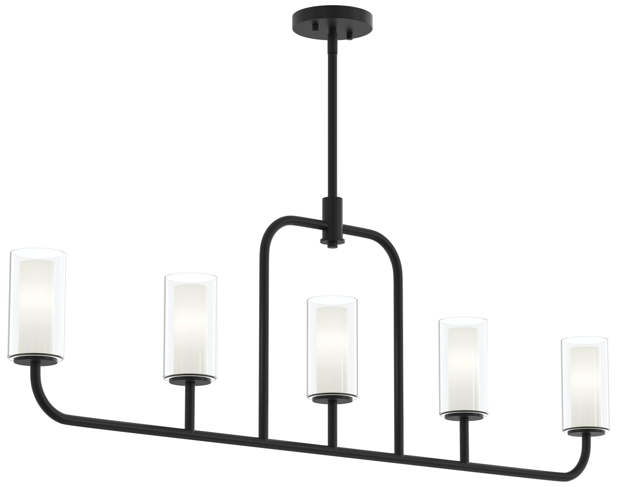 Mack Five-Light Linear Chandelier with Layered Glass Shades
