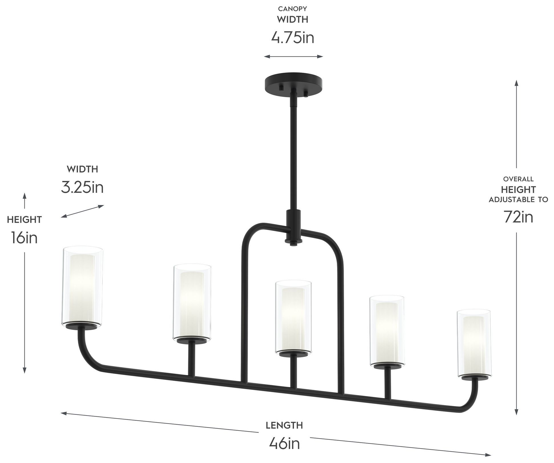 Image 6 Mack Five-Light Linear Chandelier with Layered Glass Shades more views