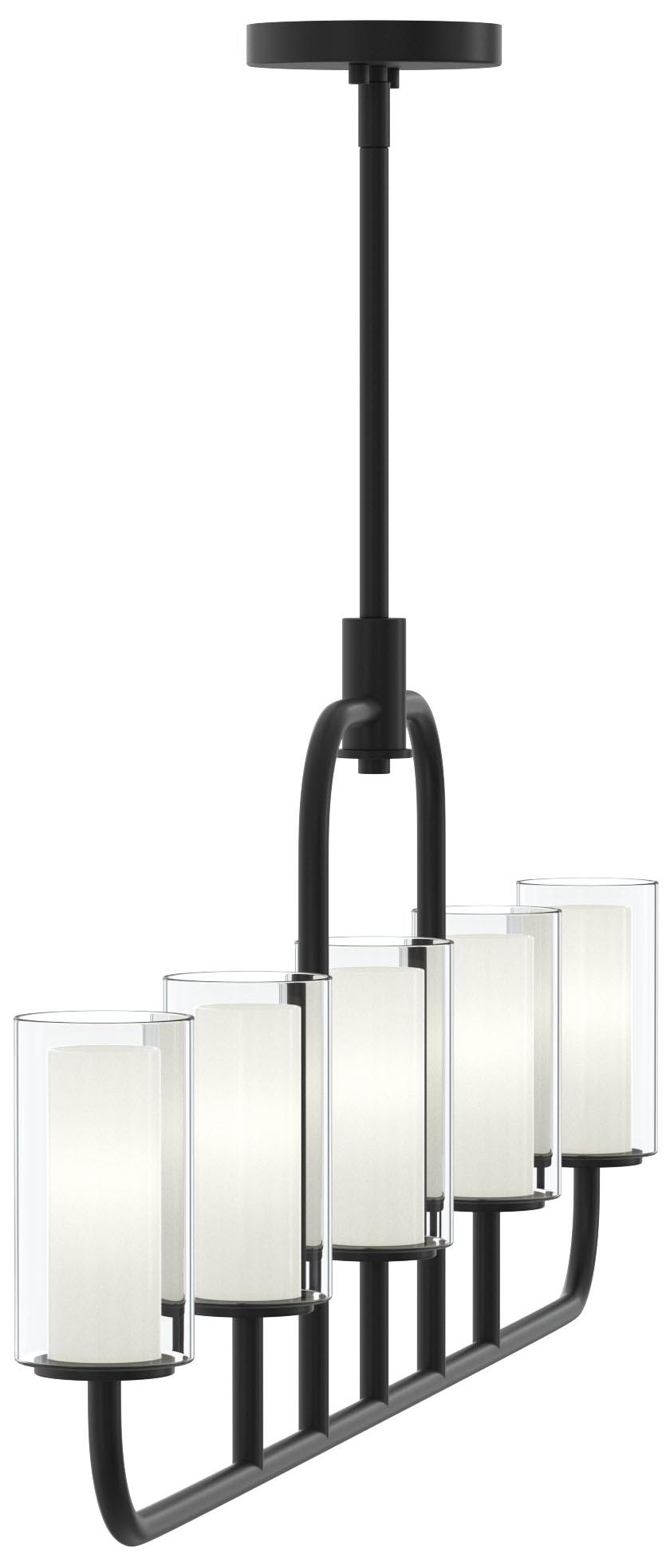 Mack Five-Light Linear Chandelier with Layered Glass Shades