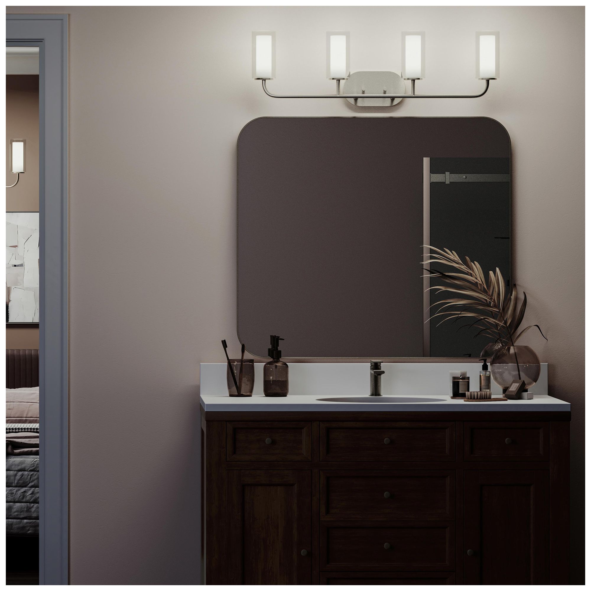 Image 5 Mack Four-Light Vanity Light with Layered Glass Shades more views