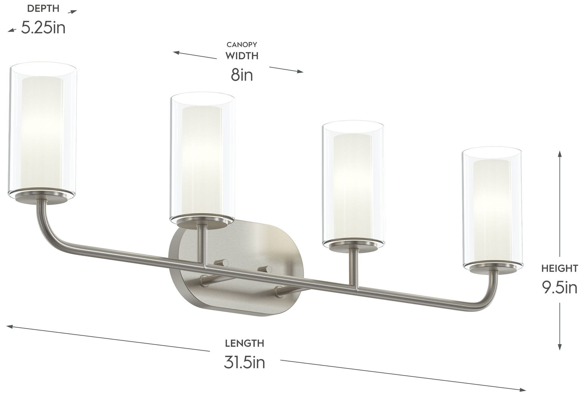 Image 6 Mack Four-Light Vanity Light with Layered Glass Shades more views