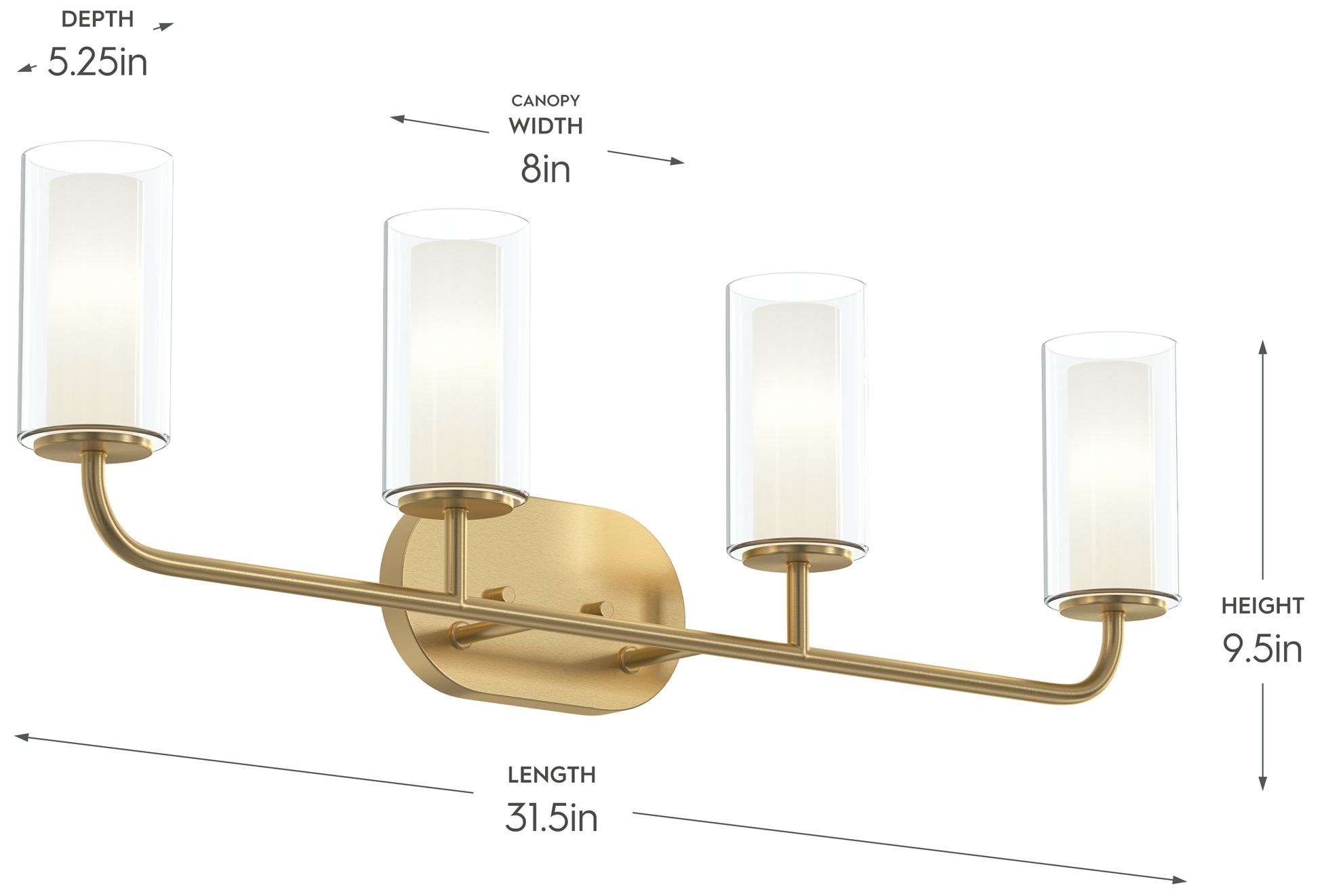 Image 6 Mack Four-Light Vanity Light with Layered Glass Shades more views