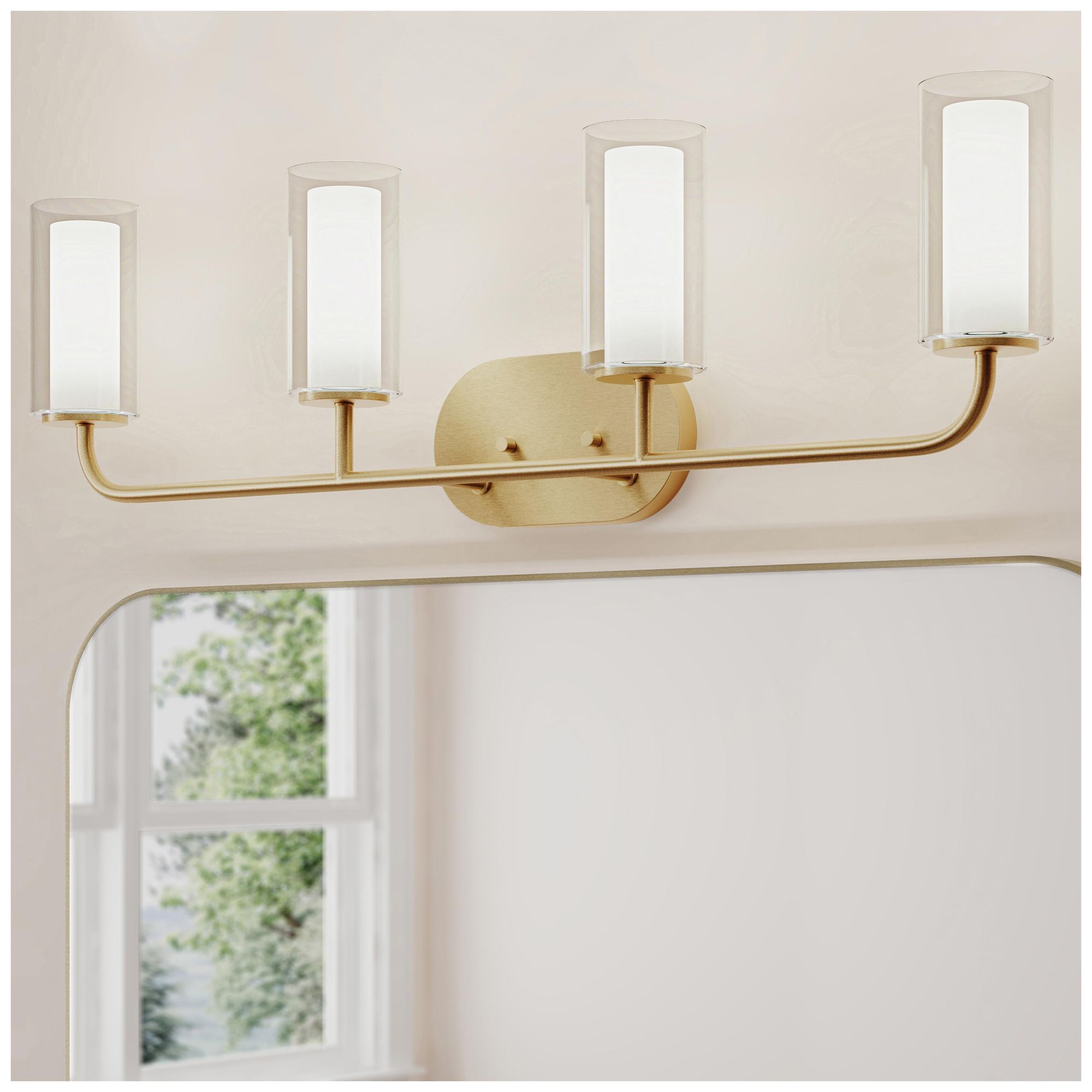 Mack Four-Light Vanity Light with Layered Glass Shades