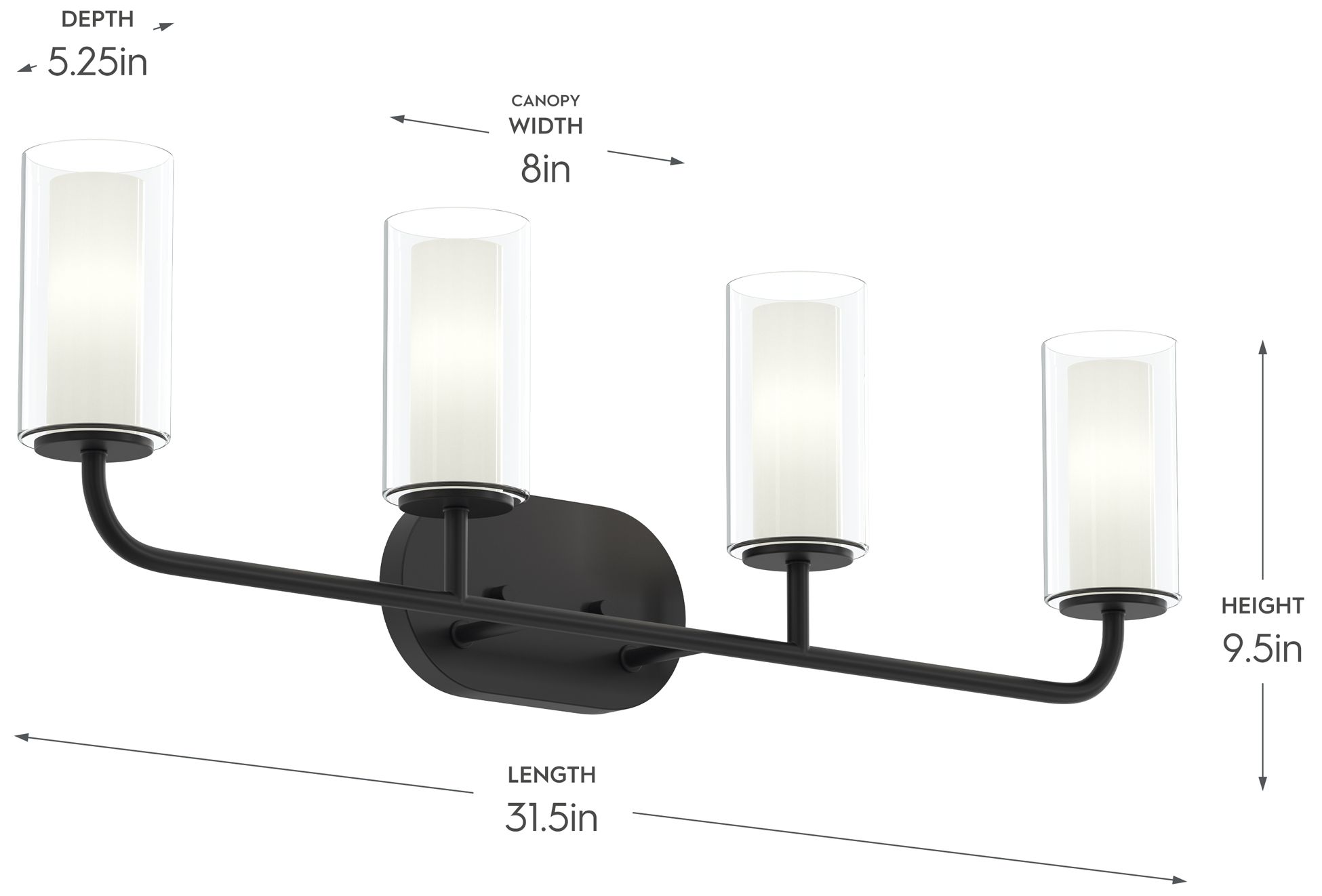 Image 6 Mack Four-Light Vanity Light with Layered Glass Shades more views