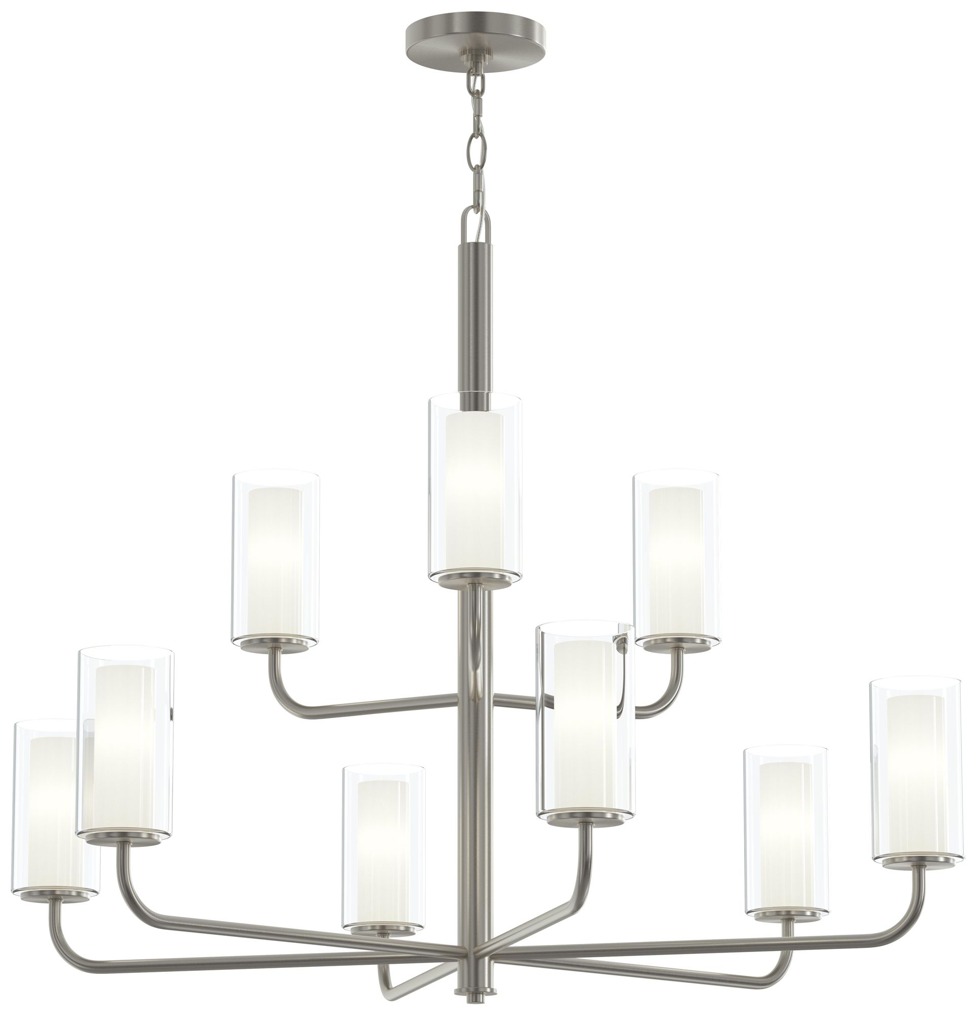 Mack Nine-Light Two-Tier Chandelier with Layered Glass Shades