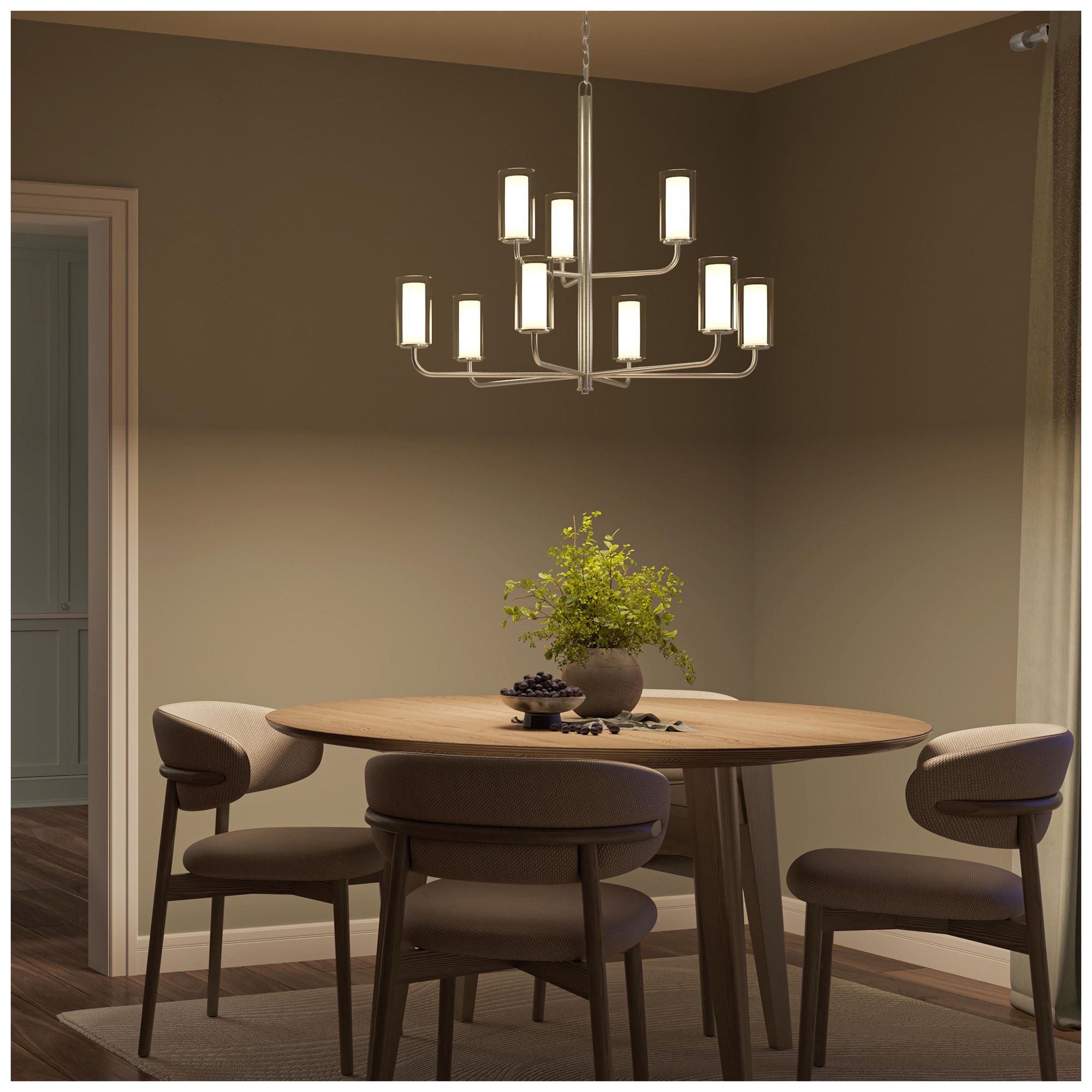 Image 5 Mack Nine-Light Two-Tier Chandelier with Layered Glass Shades more views