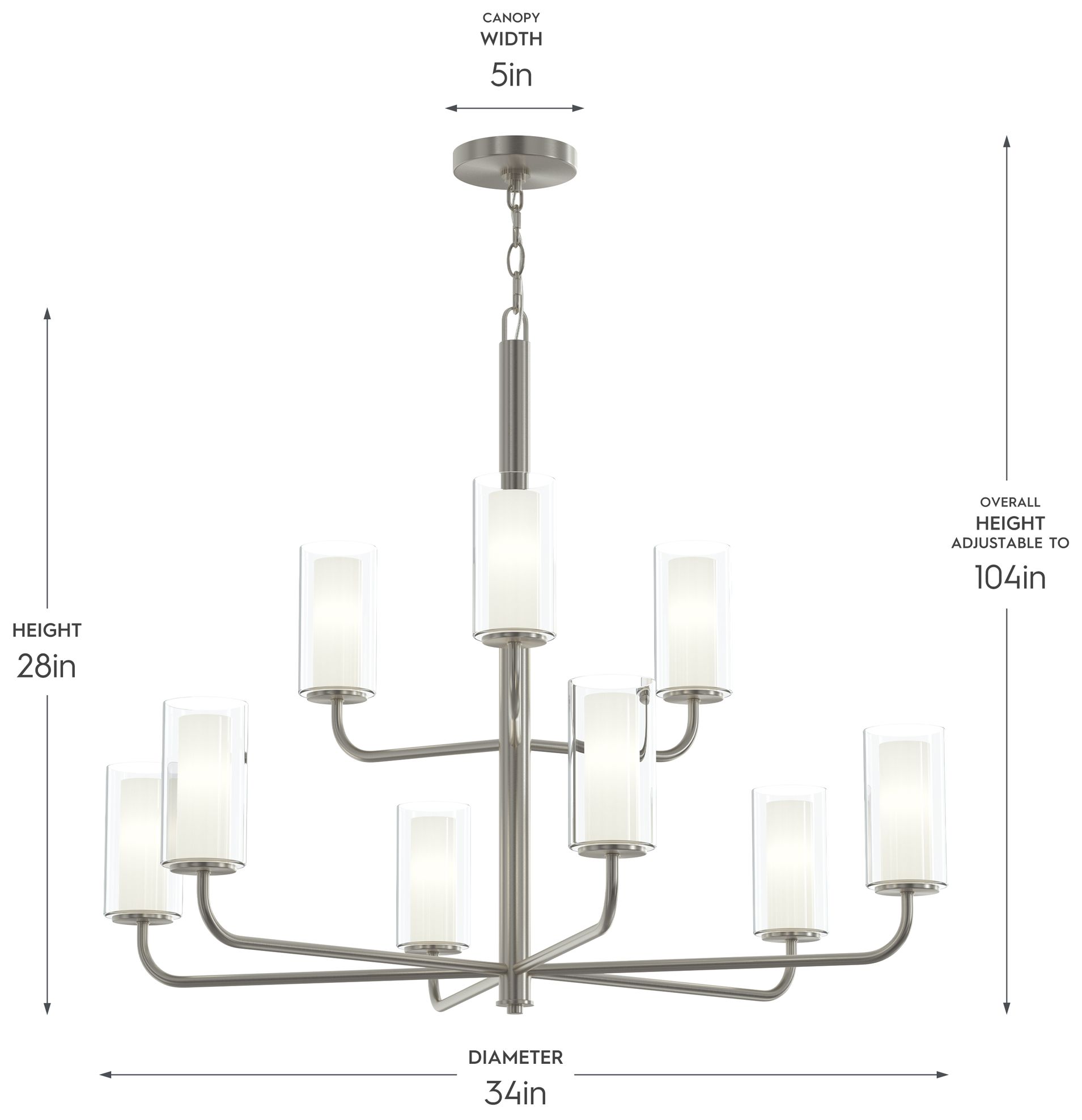 Image 6 Mack Nine-Light Two-Tier Chandelier with Layered Glass Shades more views