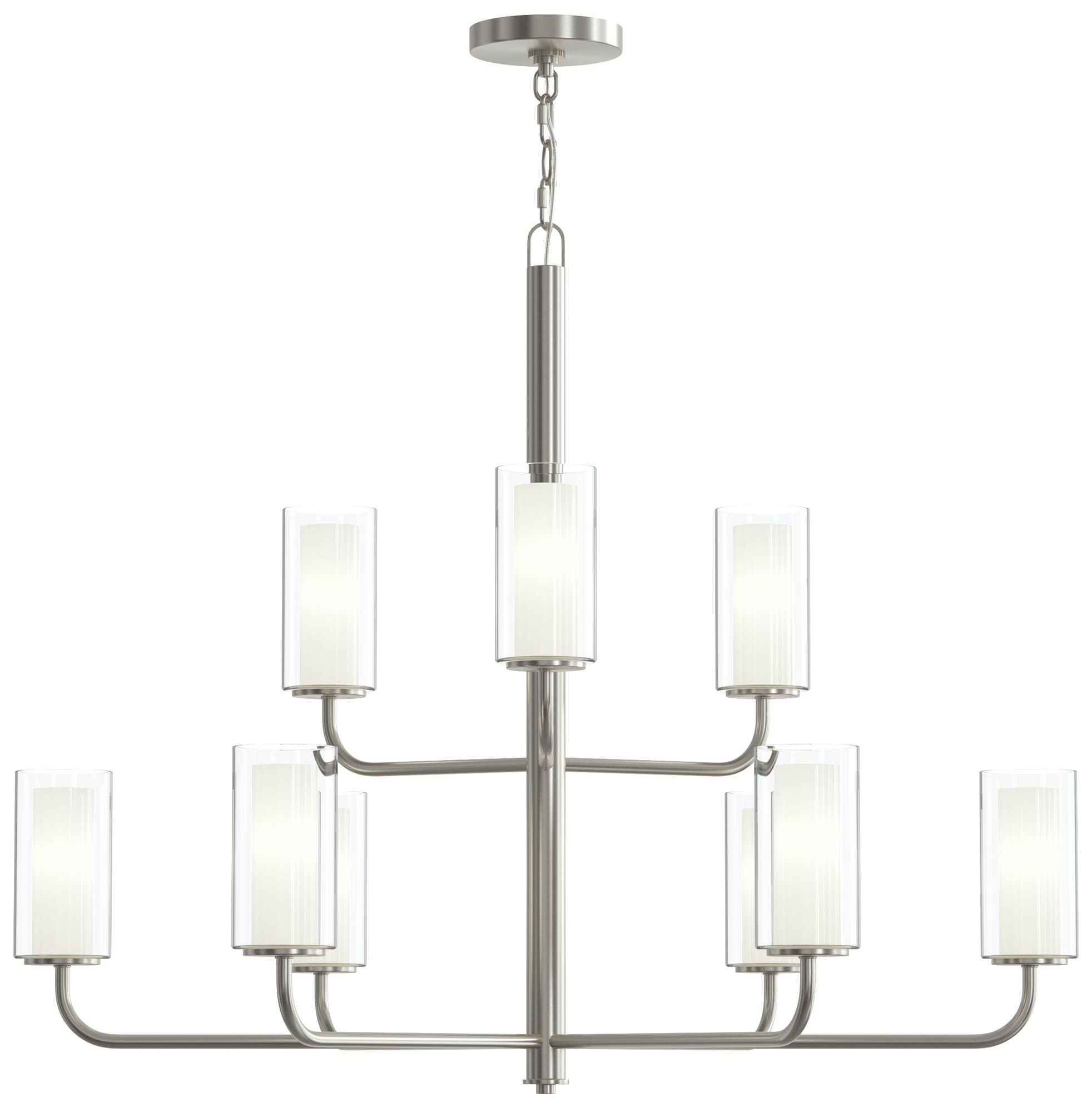 Mack Nine-Light Two-Tier Chandelier with Layered Glass Shades