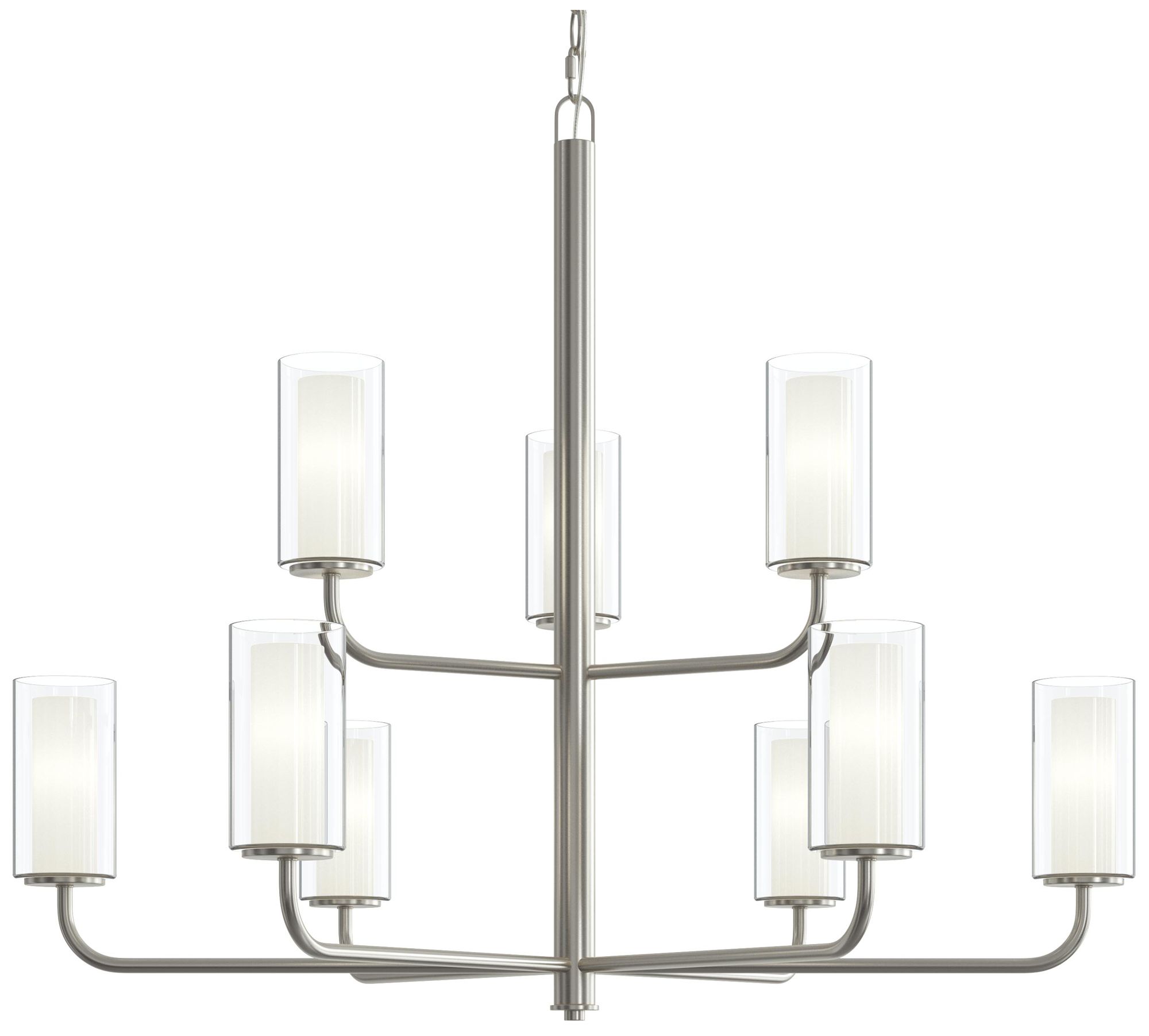 Mack Nine-Light Two-Tier Chandelier with Layered Glass Shades