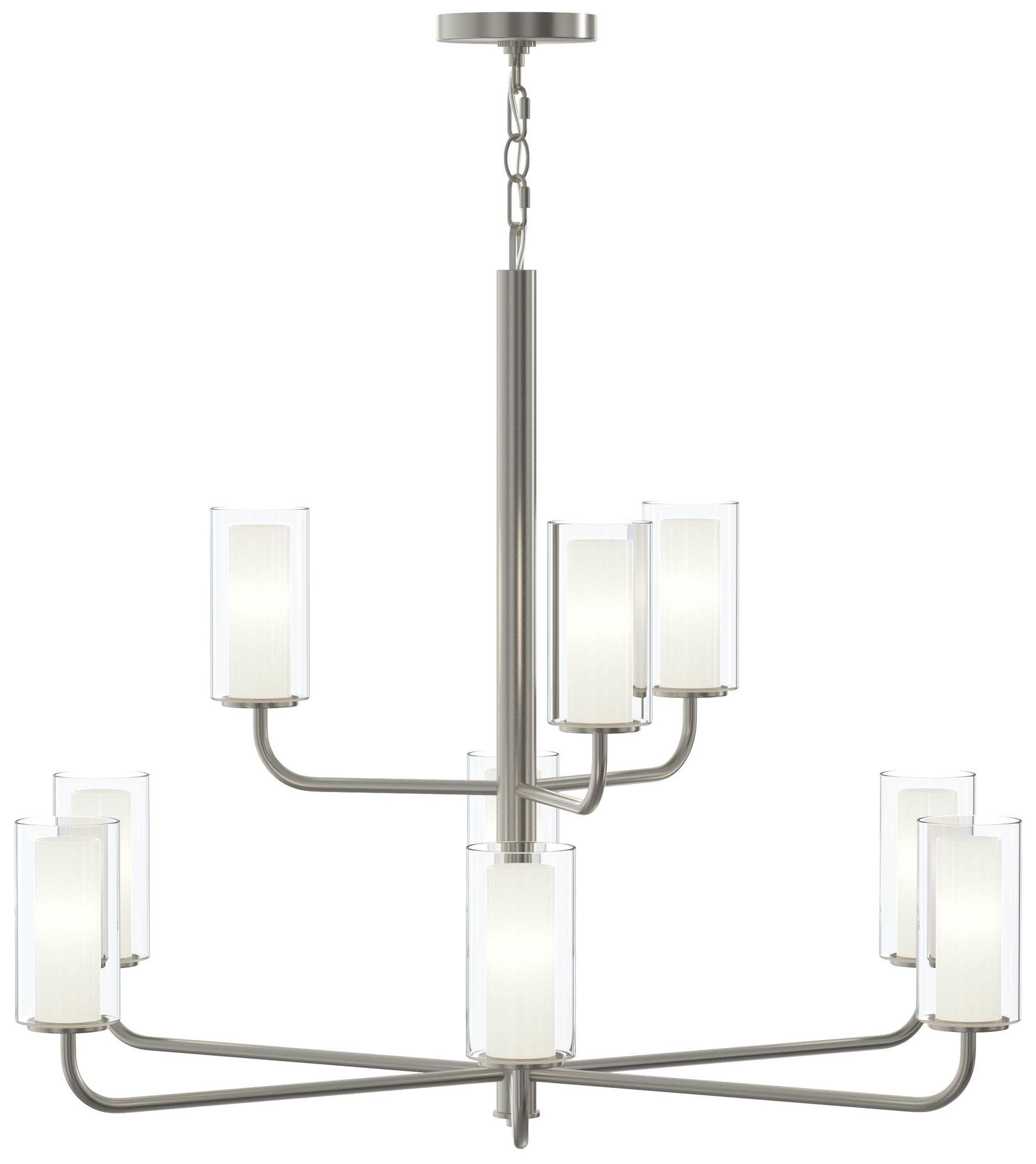 Mack Nine-Light Two-Tier Chandelier with Layered Glass Shades