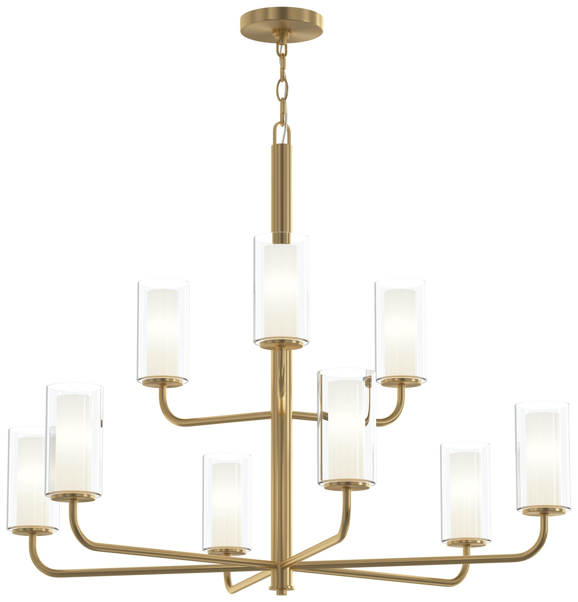 Image 2 Mack Nine-Light Two-Tier Chandelier with Layered Glass Shades