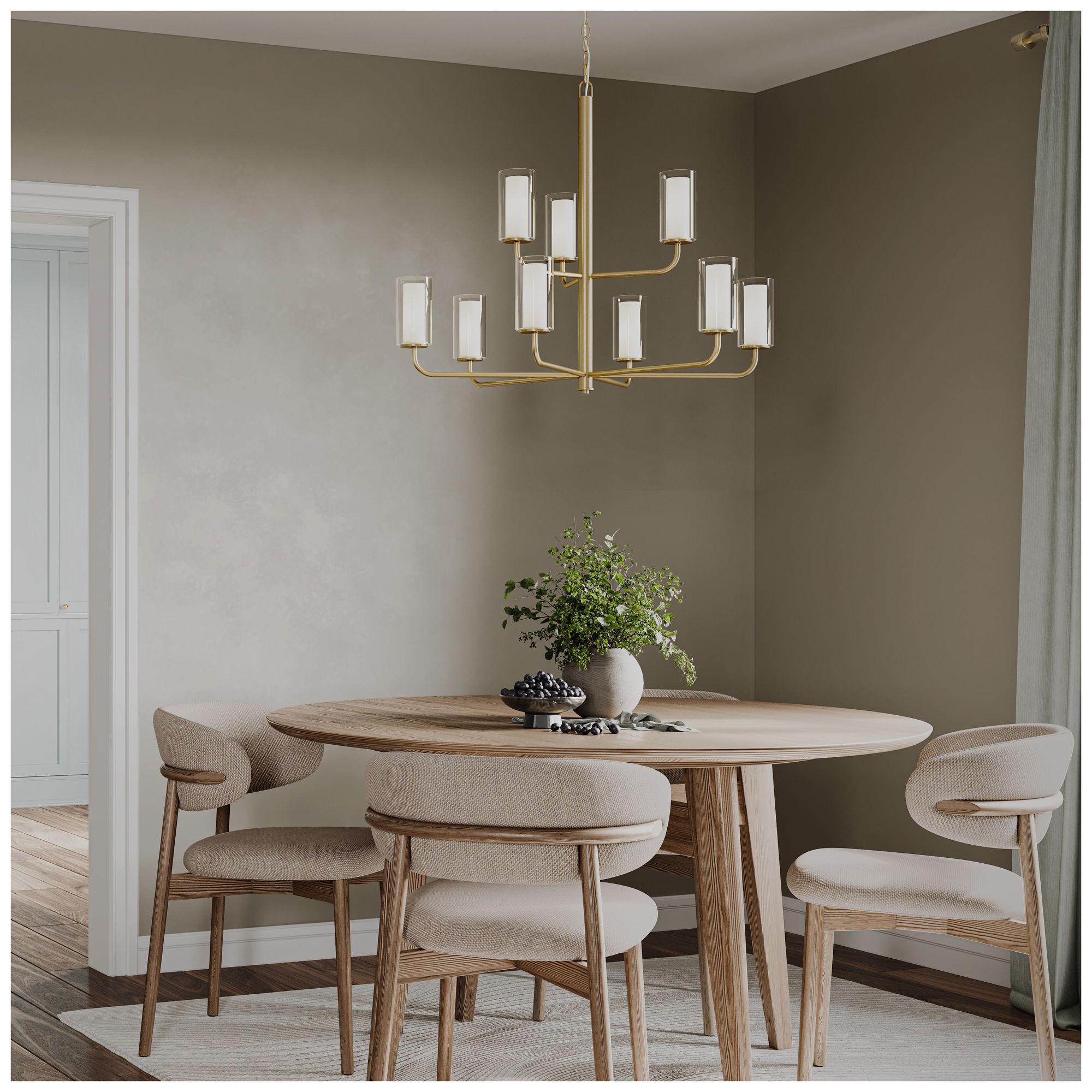 Image 4 Mack Nine-Light Two-Tier Chandelier with Layered Glass Shades more views
