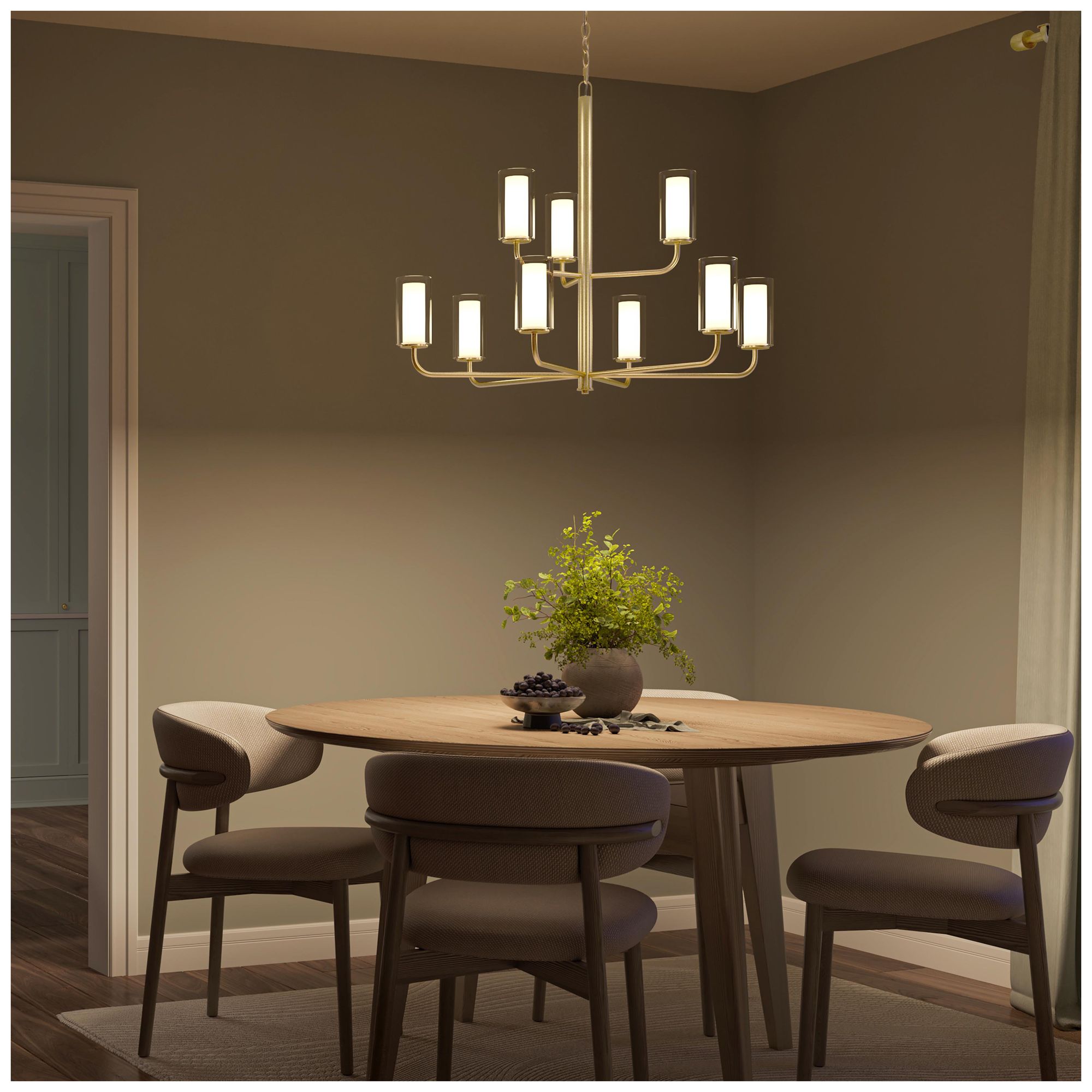 Image 5 Mack Nine-Light Two-Tier Chandelier with Layered Glass Shades more views