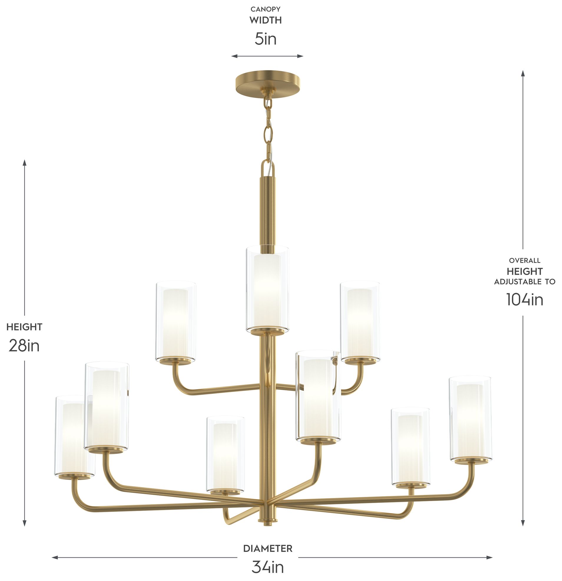 Image 6 Mack Nine-Light Two-Tier Chandelier with Layered Glass Shades more views