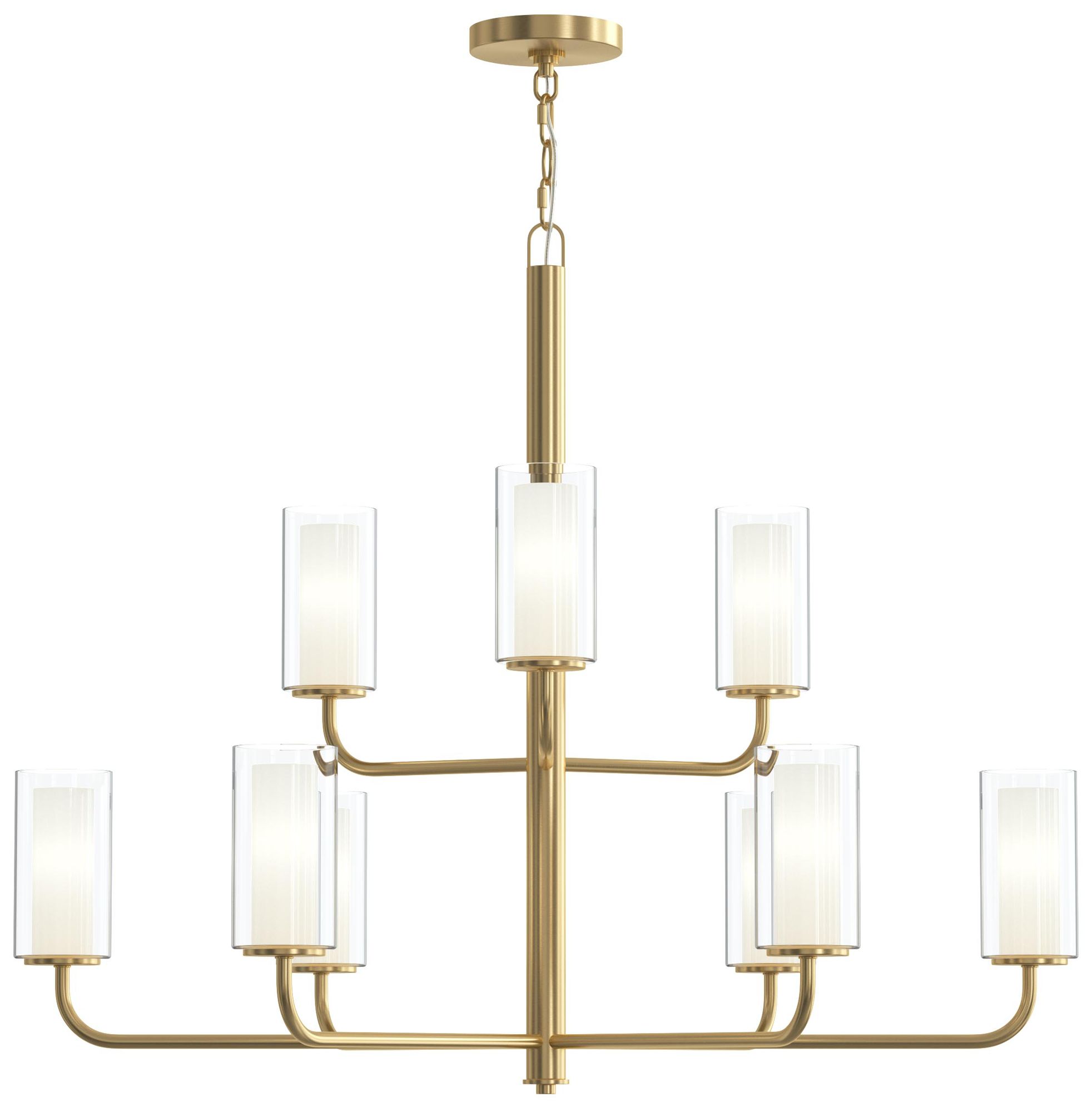 Mack Nine-Light Two-Tier Chandelier with Layered Glass Shades