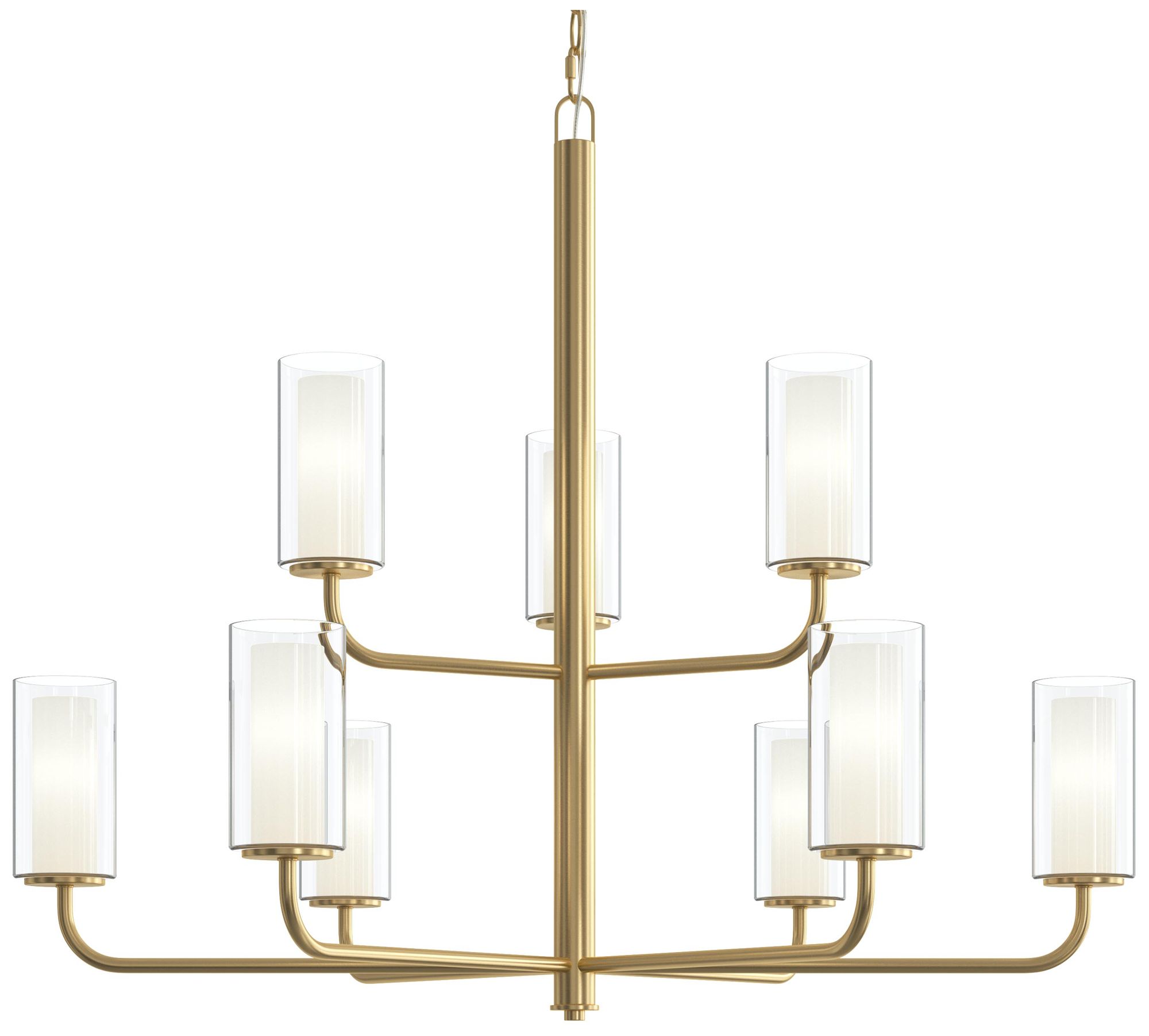 Mack Nine-Light Two-Tier Chandelier with Layered Glass Shades