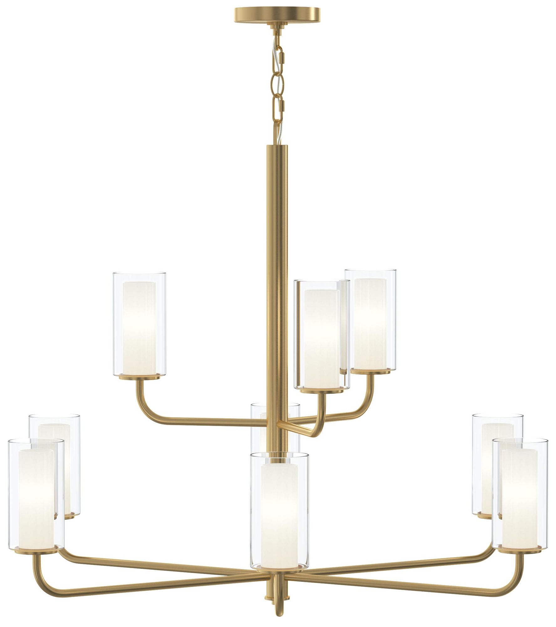 Mack Nine-Light Two-Tier Chandelier with Layered Glass Shades