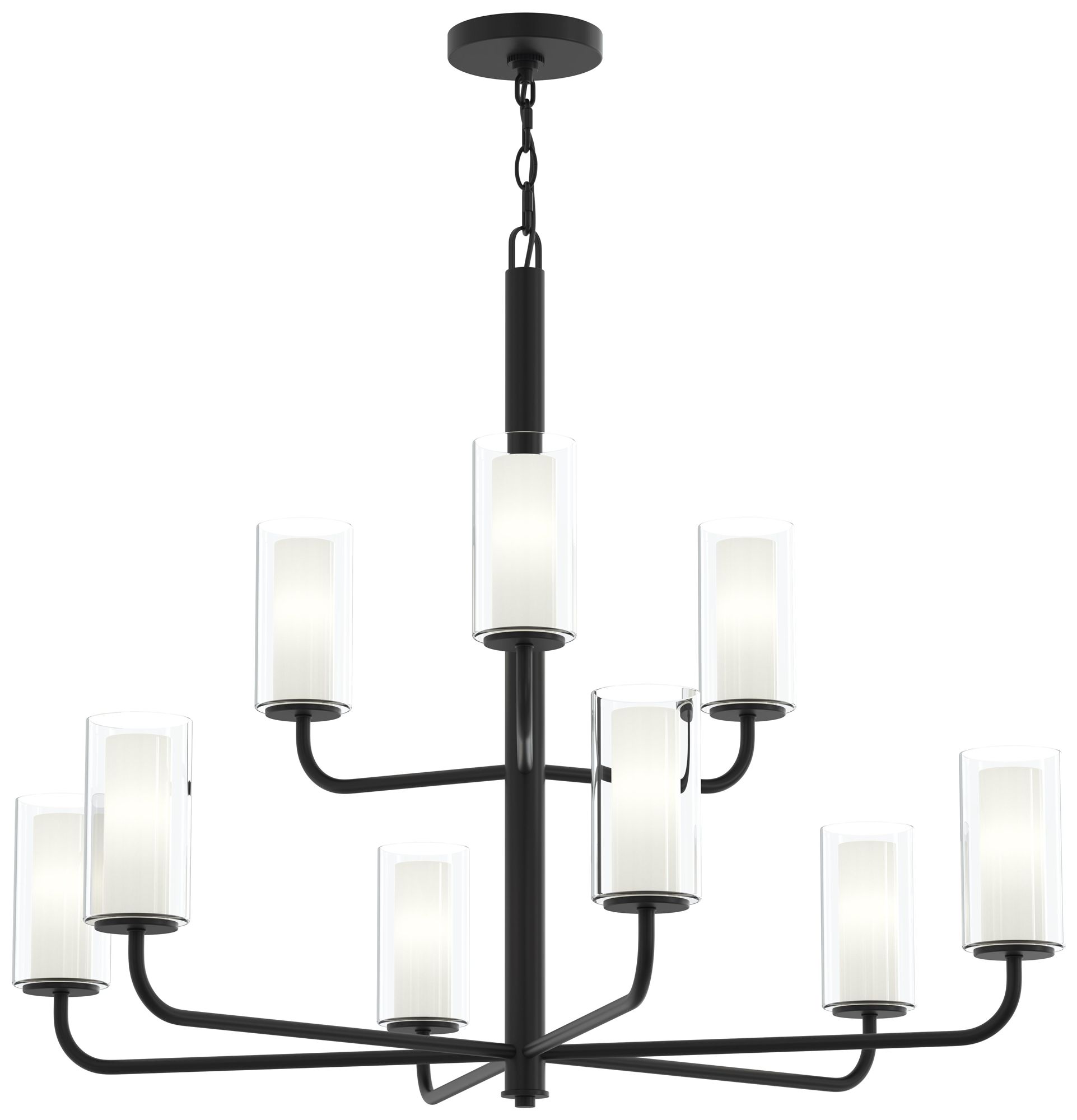 Mack Nine-Light Two-Tier Chandelier with Layered Glass Shades