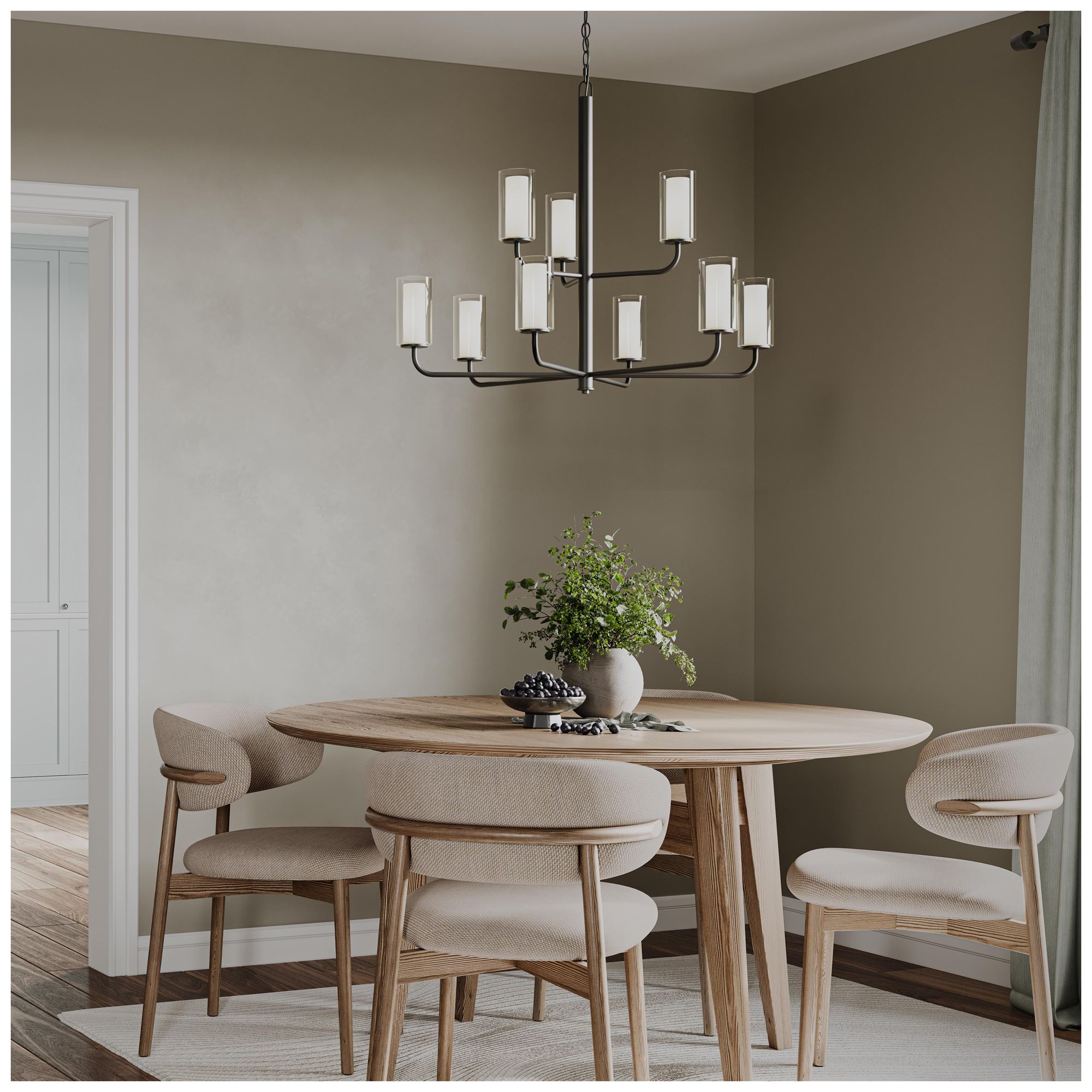 Image 4 Mack Nine-Light Two-Tier Chandelier with Layered Glass Shades more views