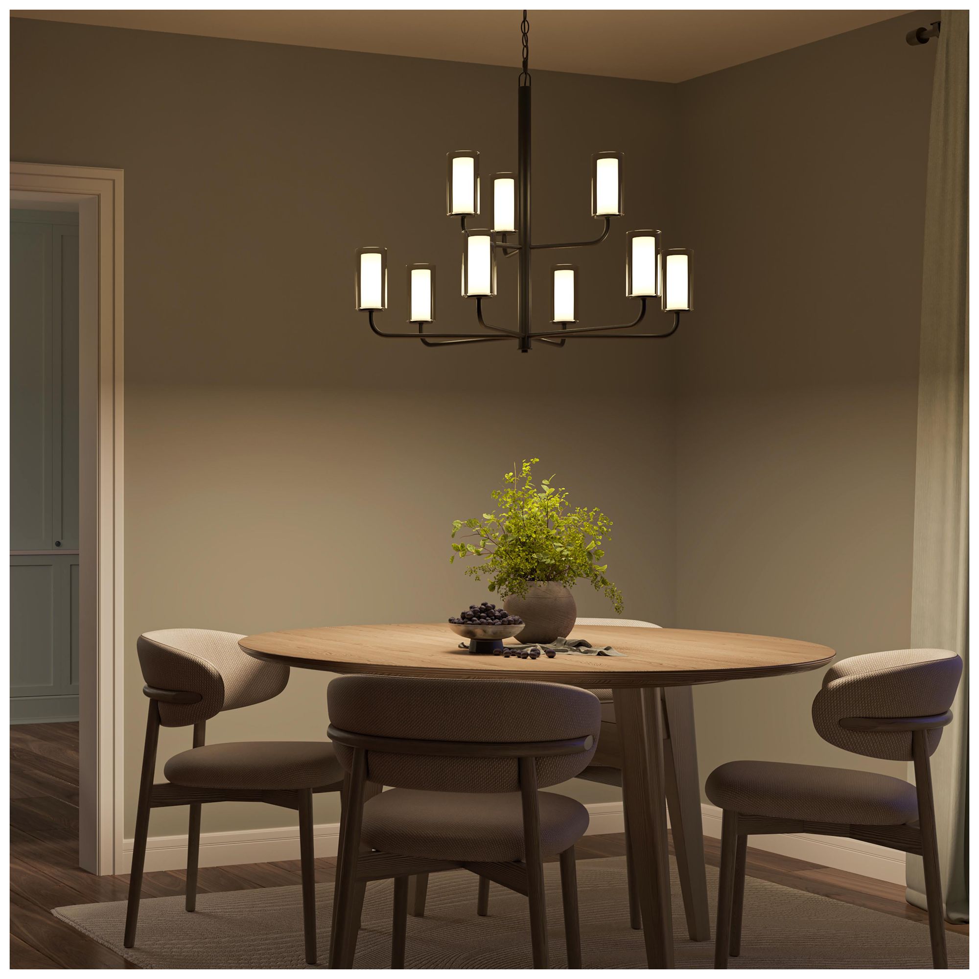 Image 5 Mack Nine-Light Two-Tier Chandelier with Layered Glass Shades more views